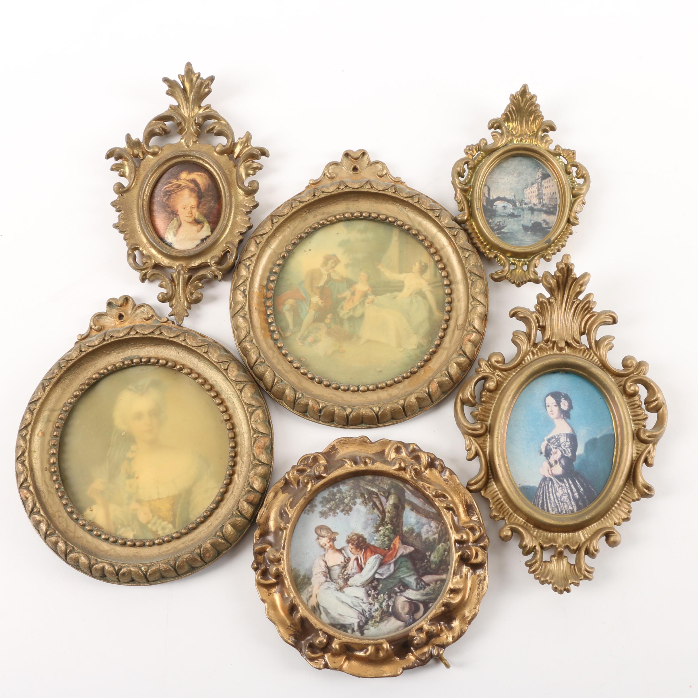 Vintage Reproduction Prints in Plastic and Wood Frames