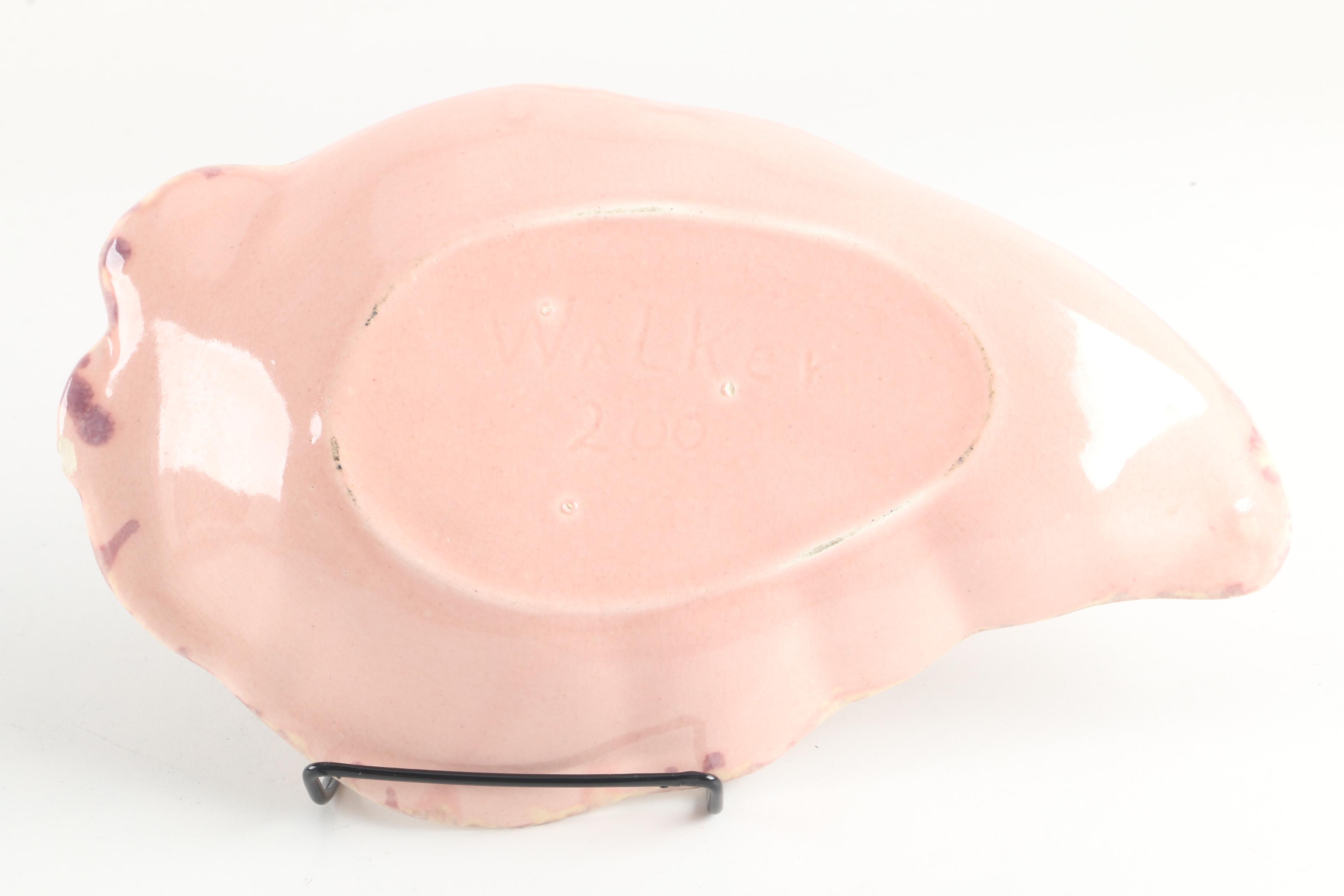 Art Pottery Serveware Featuring Walker Ceramic Leaf Dish and Majolica Plate