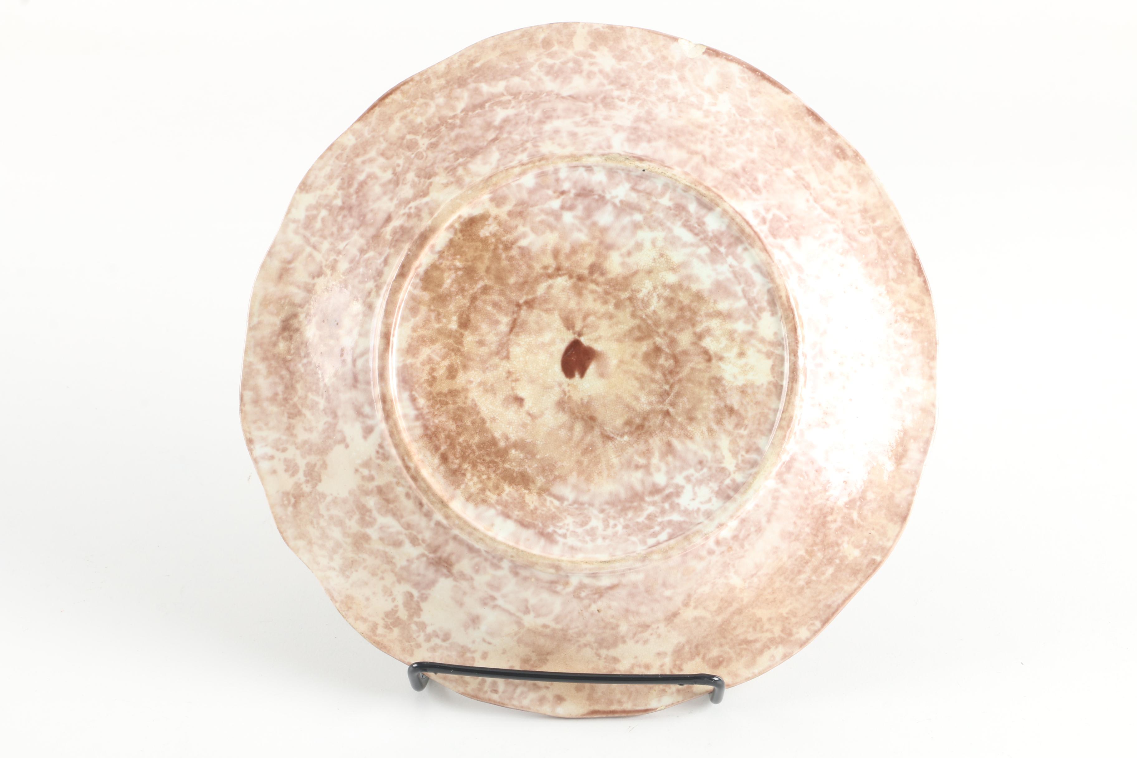 Art Pottery Serveware Featuring Walker Ceramic Leaf Dish and Majolica Plate