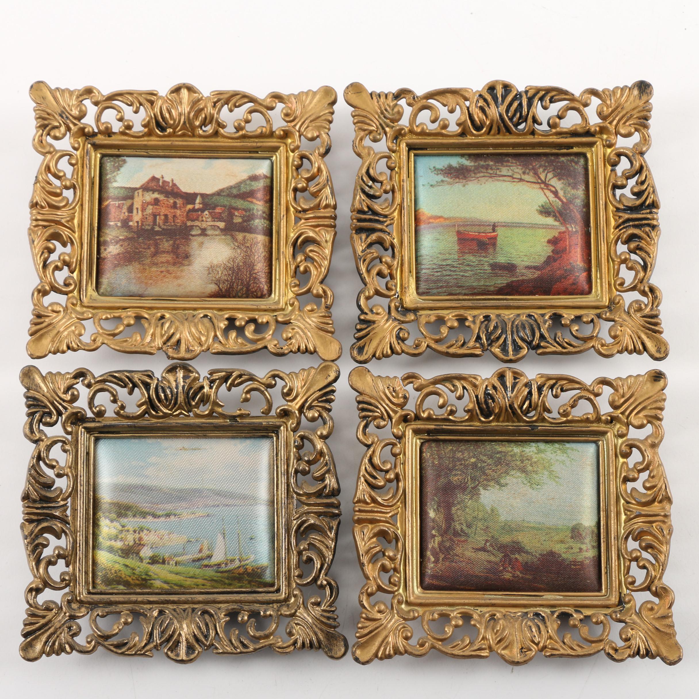 Vintage Padded Printed Fabric in Plastic Frames