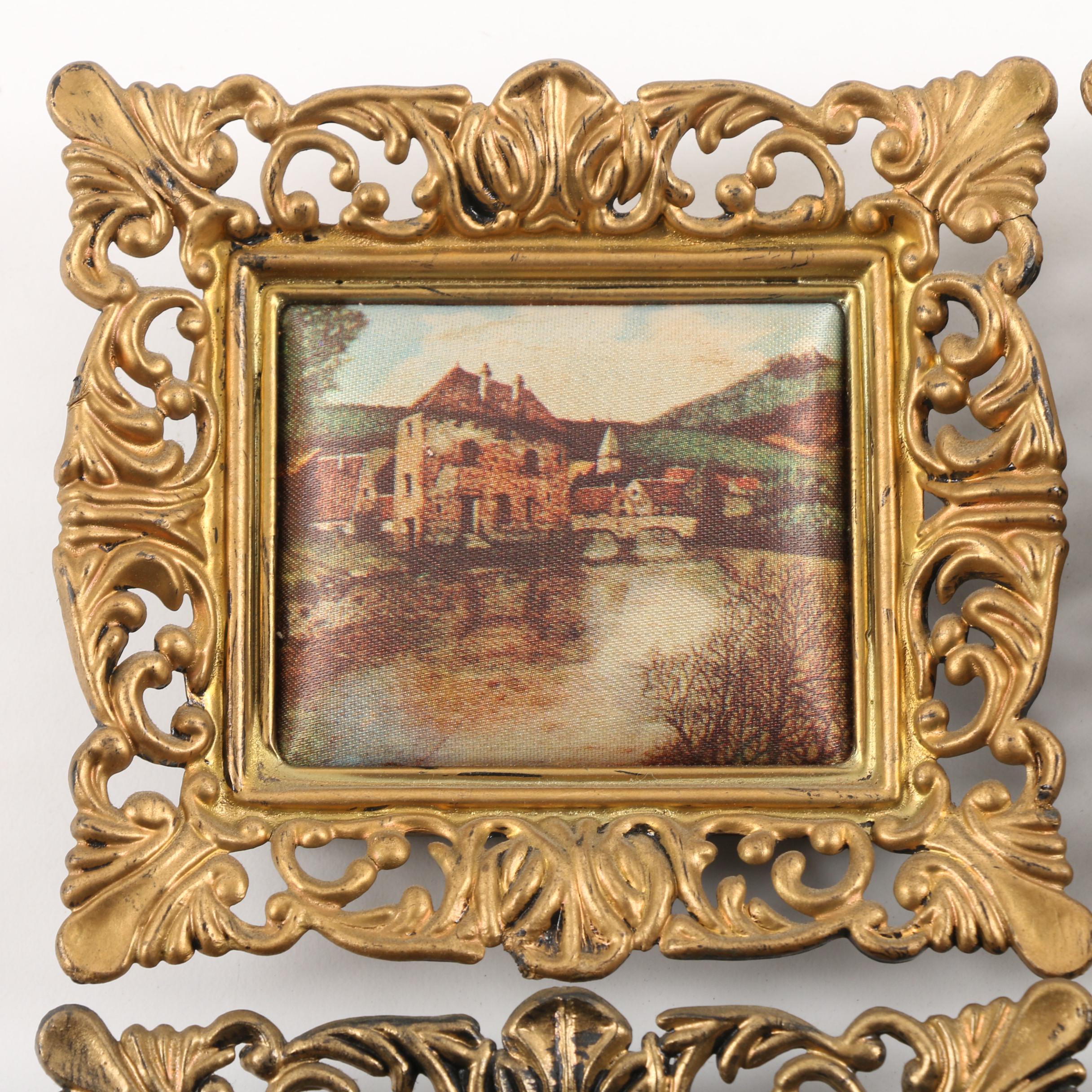 Vintage Padded Printed Fabric in Plastic Frames