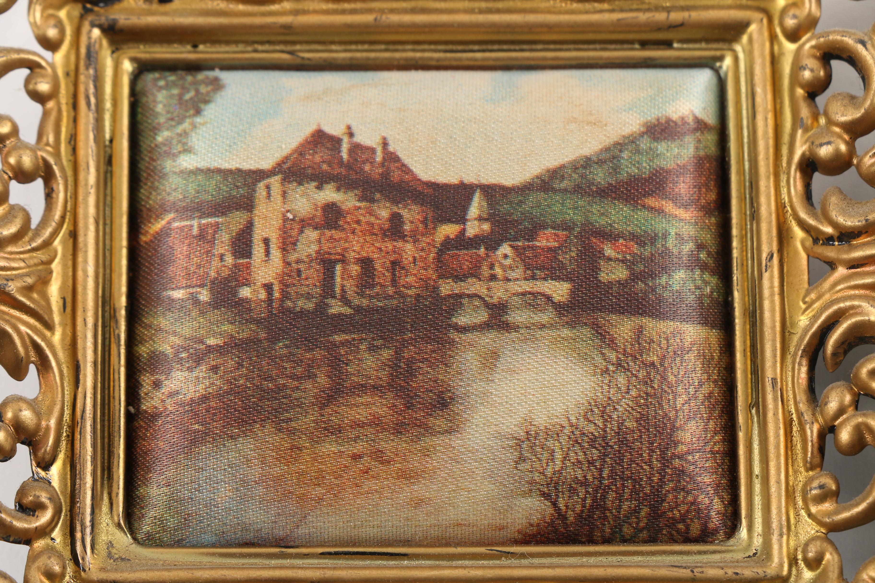 Vintage Padded Printed Fabric in Plastic Frames