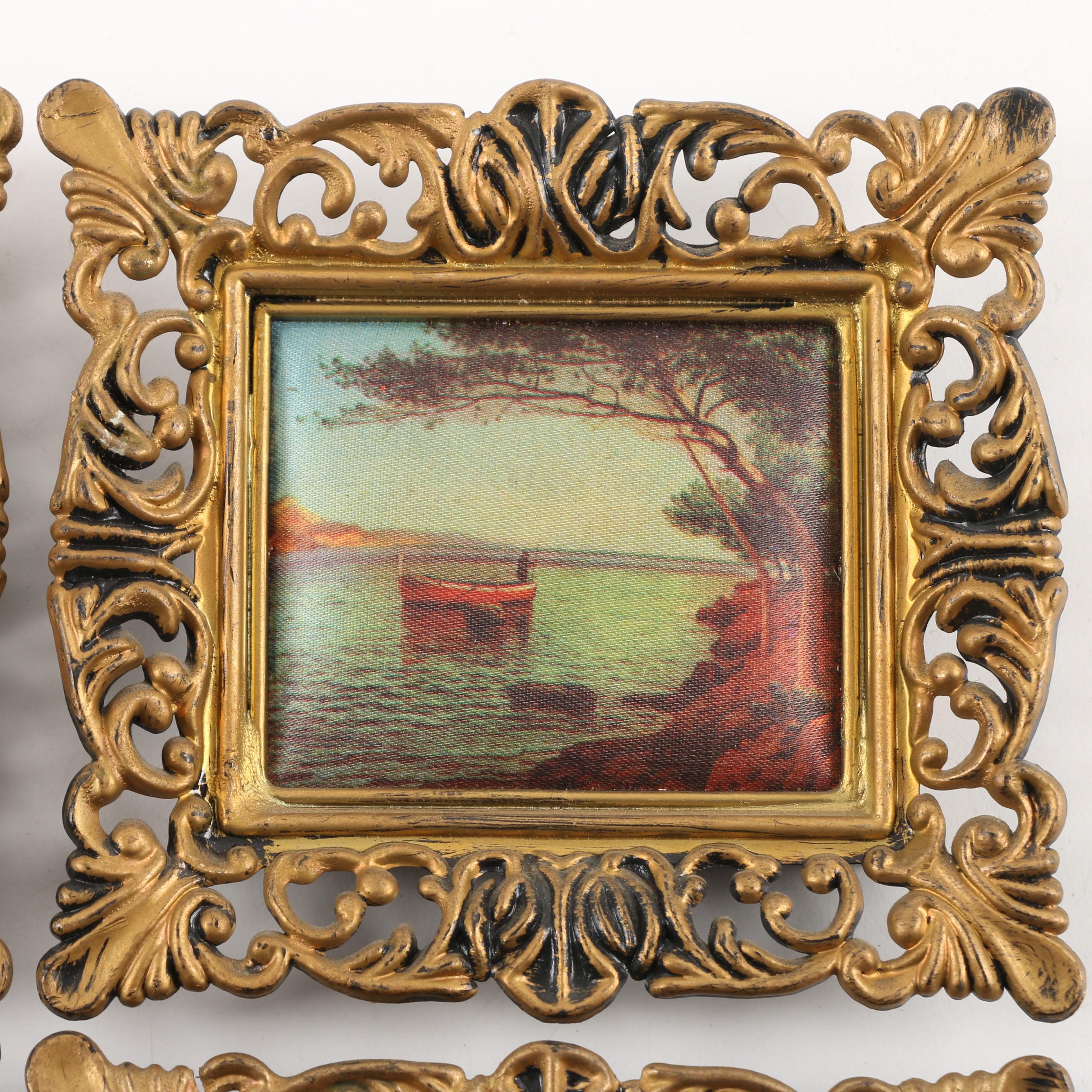 Vintage Padded Printed Fabric in Plastic Frames