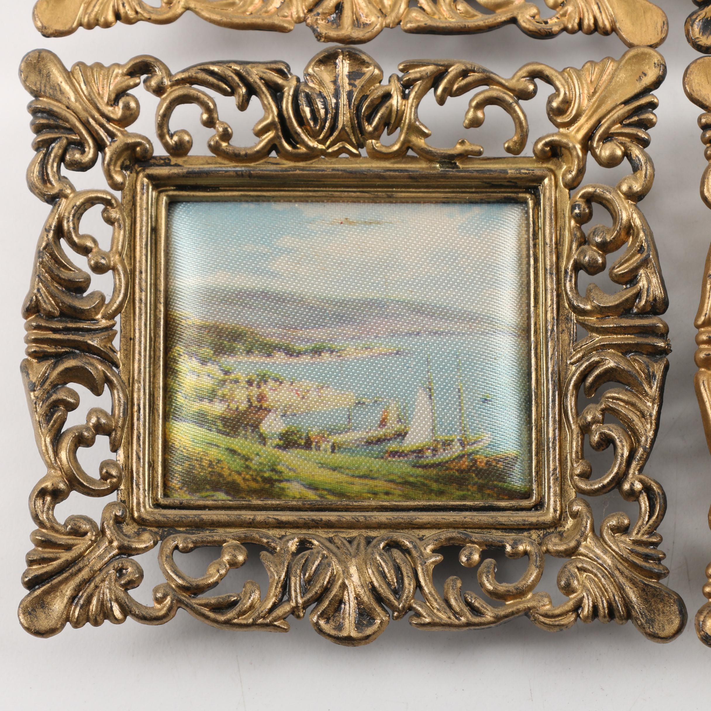 Vintage Padded Printed Fabric in Plastic Frames