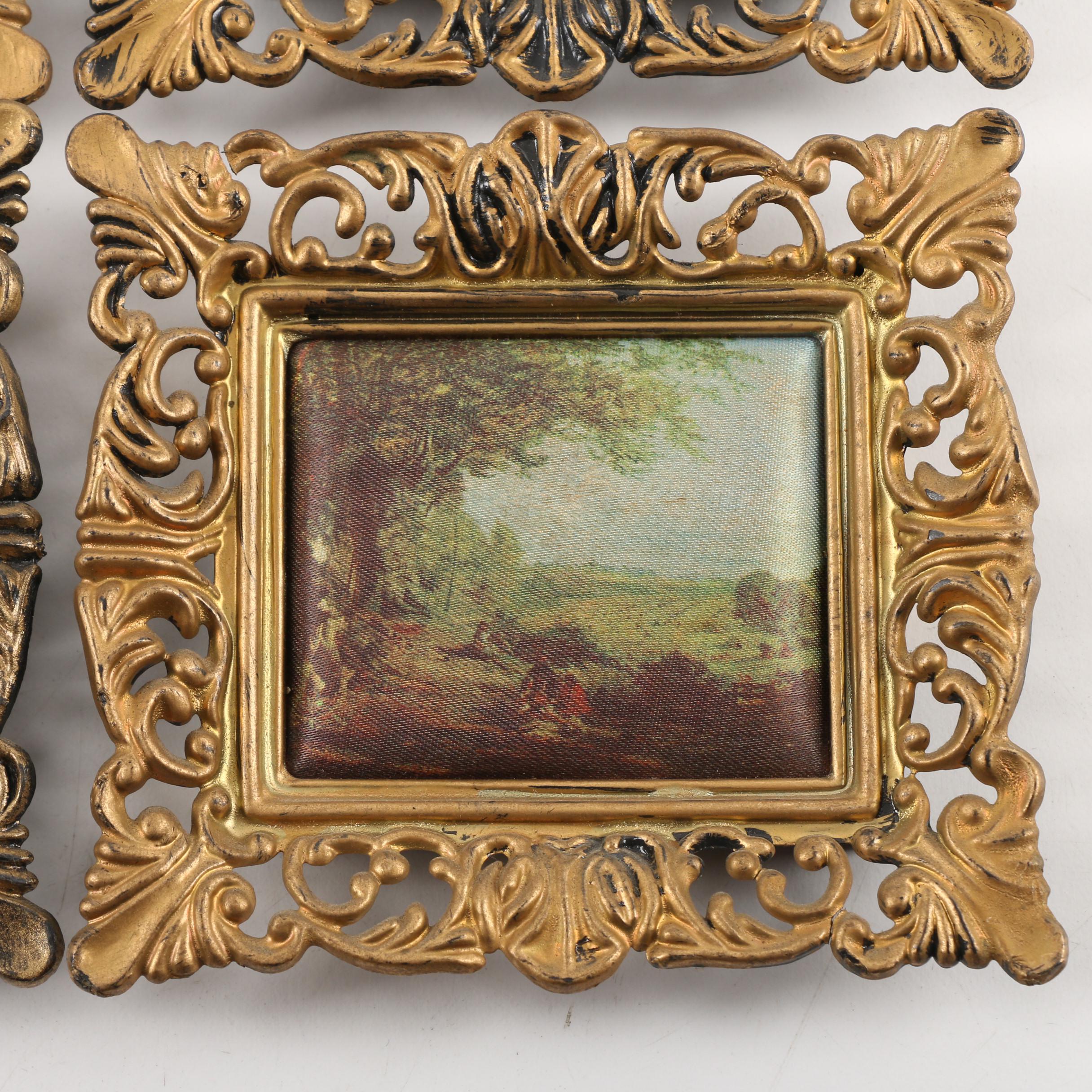 Vintage Padded Printed Fabric in Plastic Frames