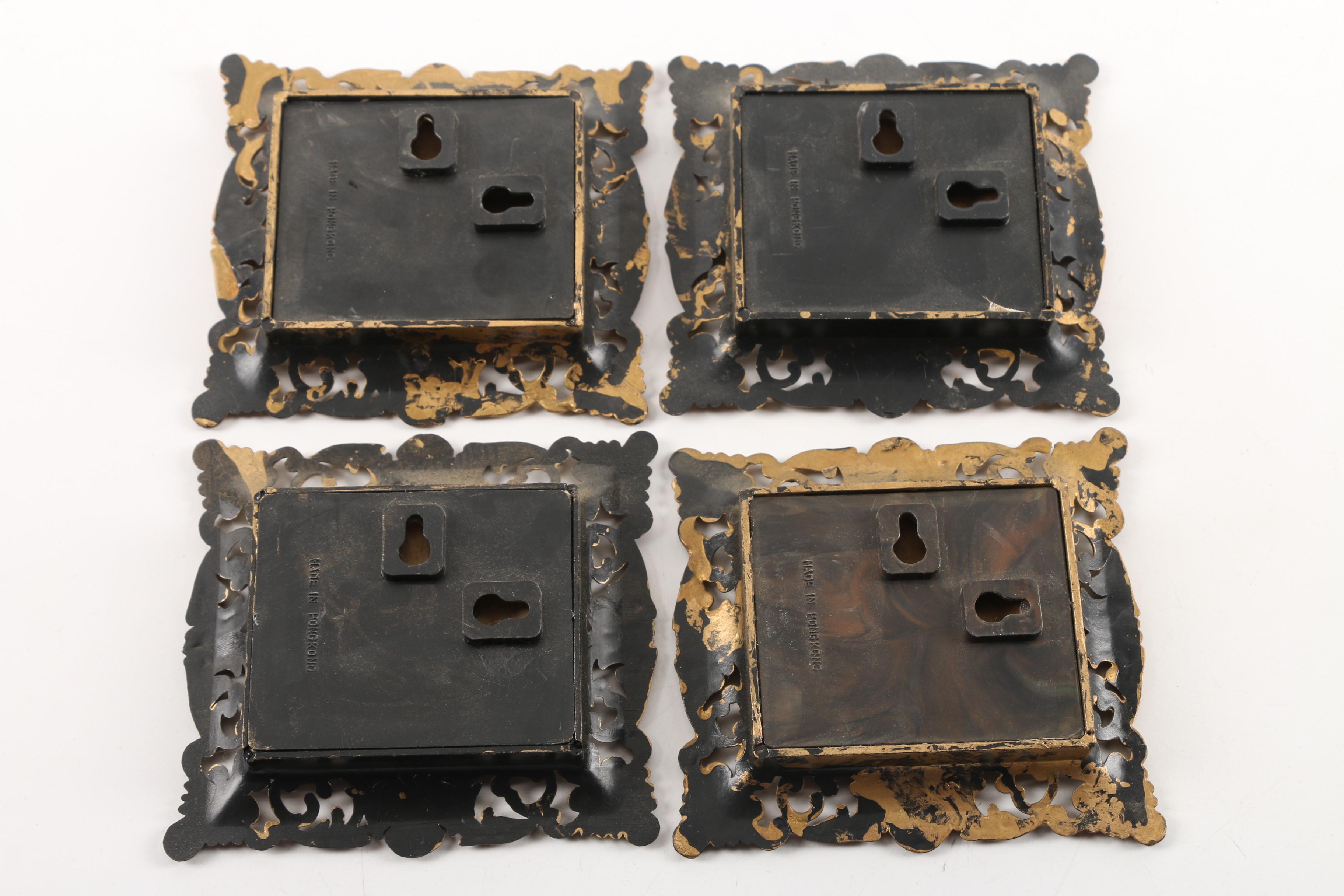 Vintage Padded Printed Fabric in Plastic Frames