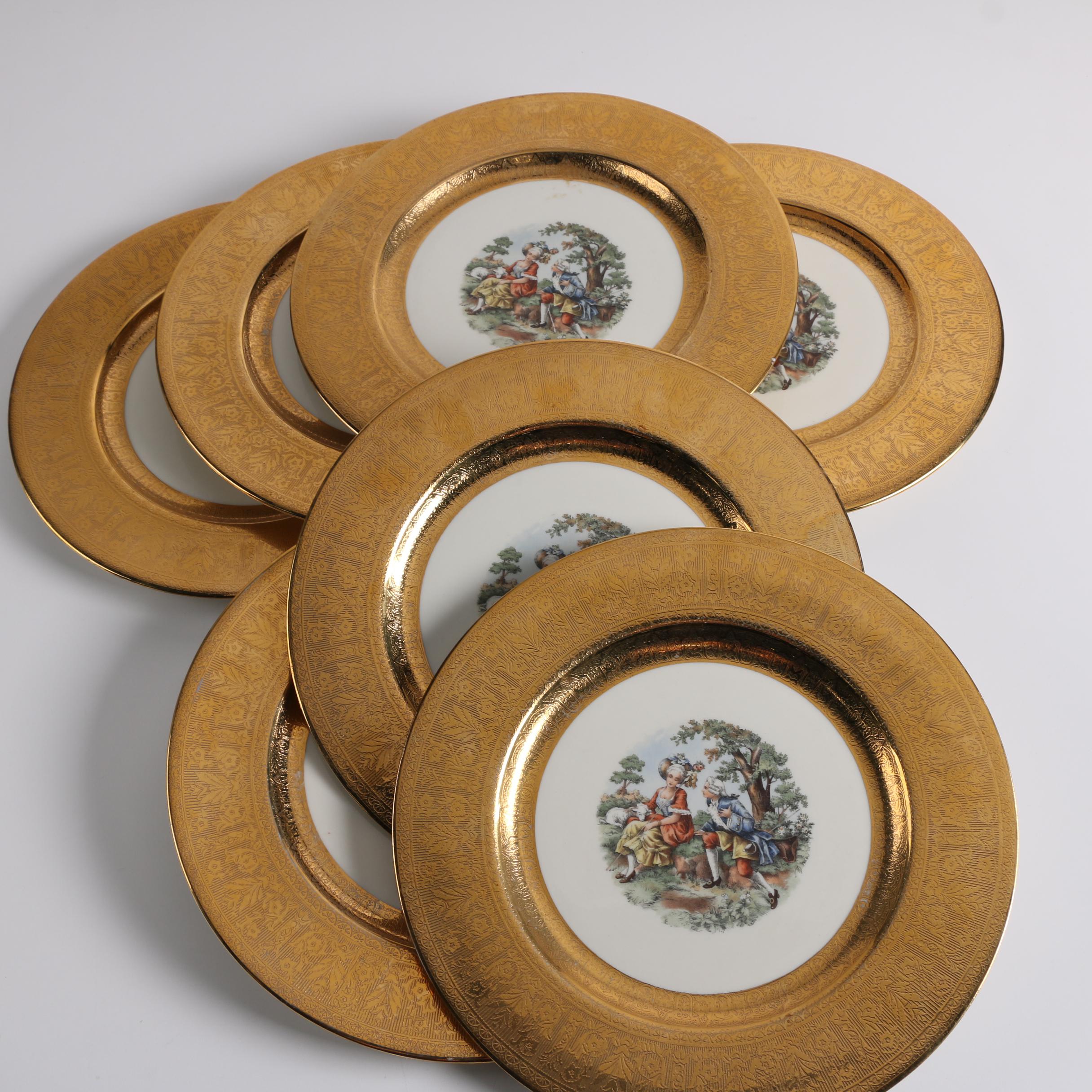 Vintage La Petite Porcelain Plates with Gold Encrusted Rims