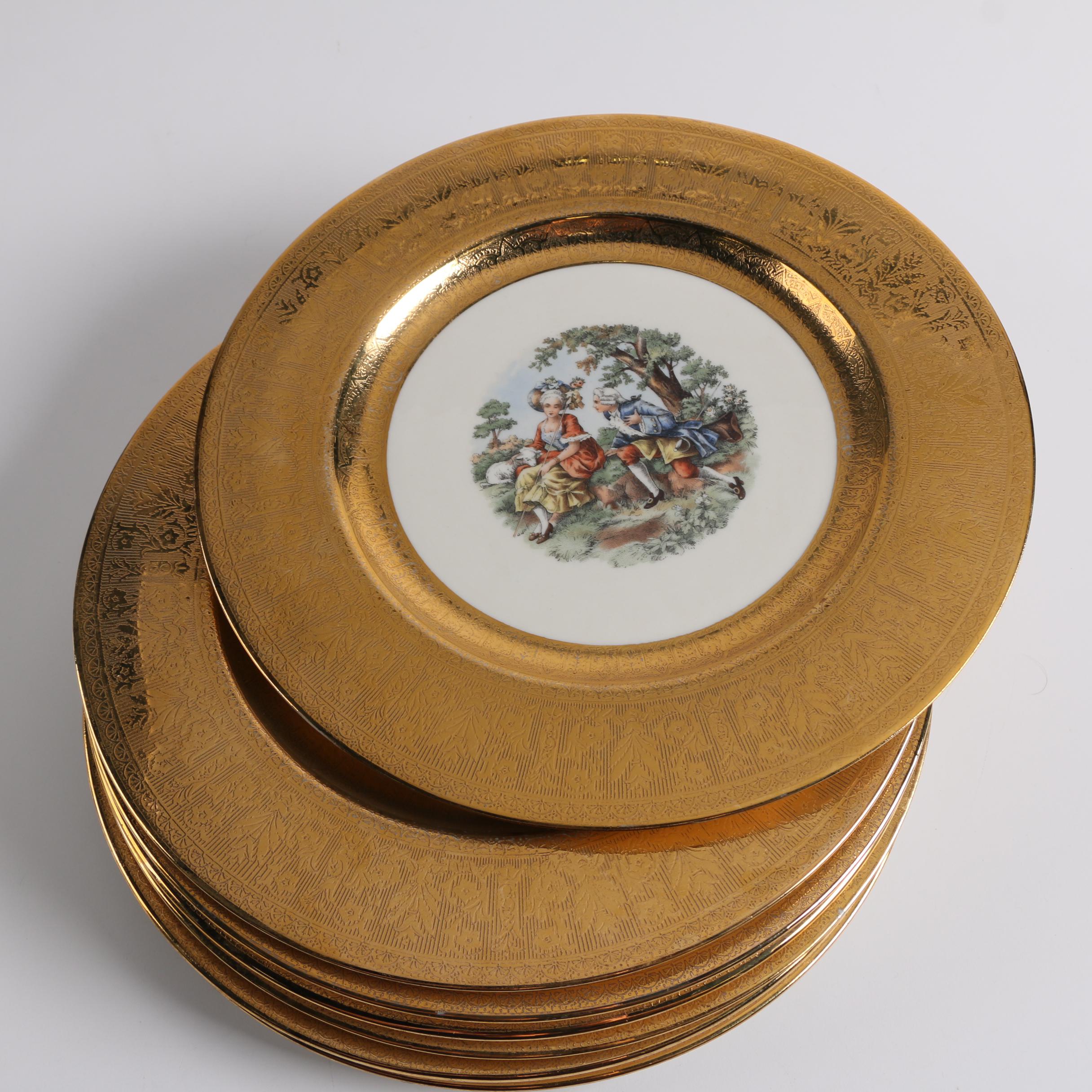 Vintage La Petite Porcelain Plates with Gold Encrusted Rims