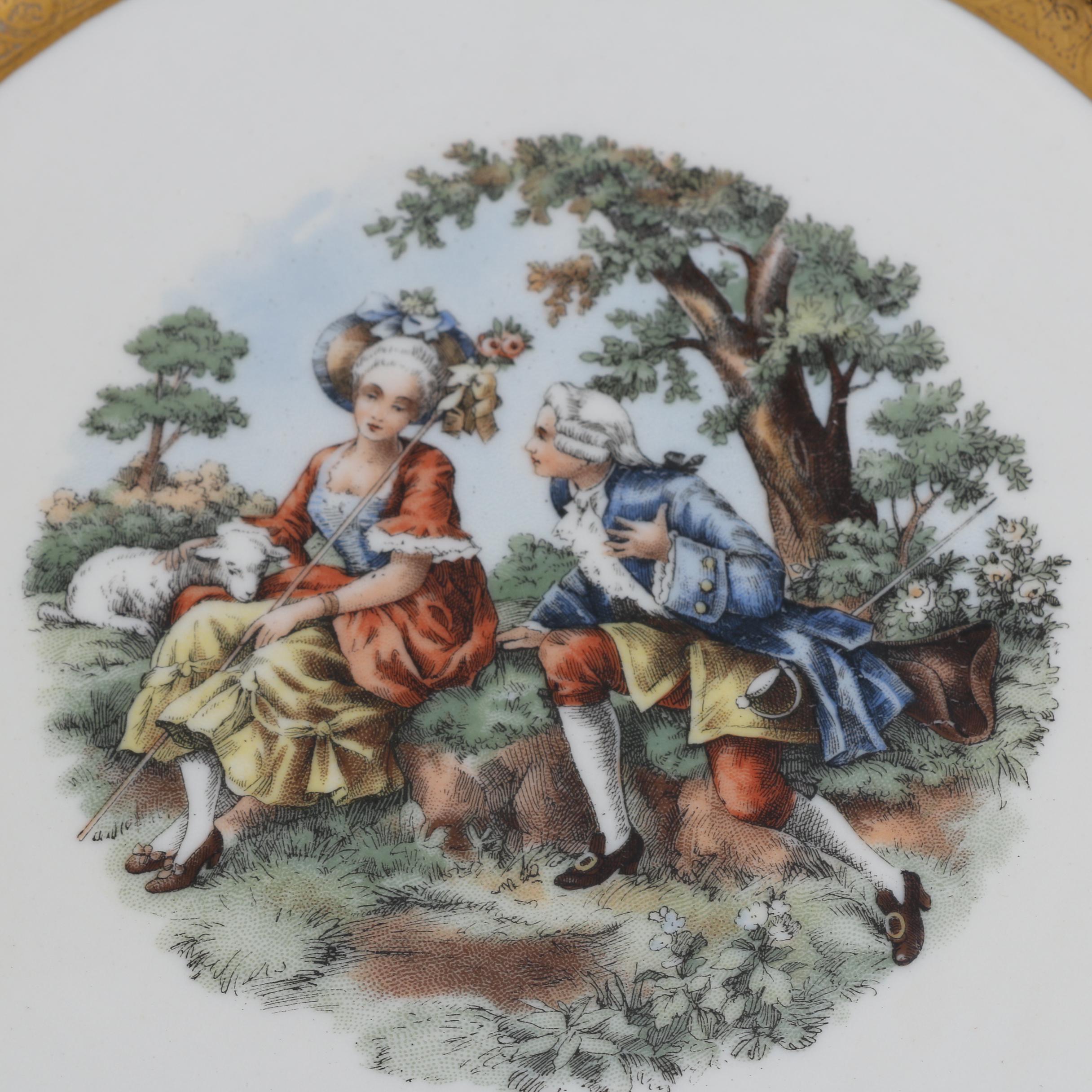 Vintage La Petite Porcelain Plates with Gold Encrusted Rims