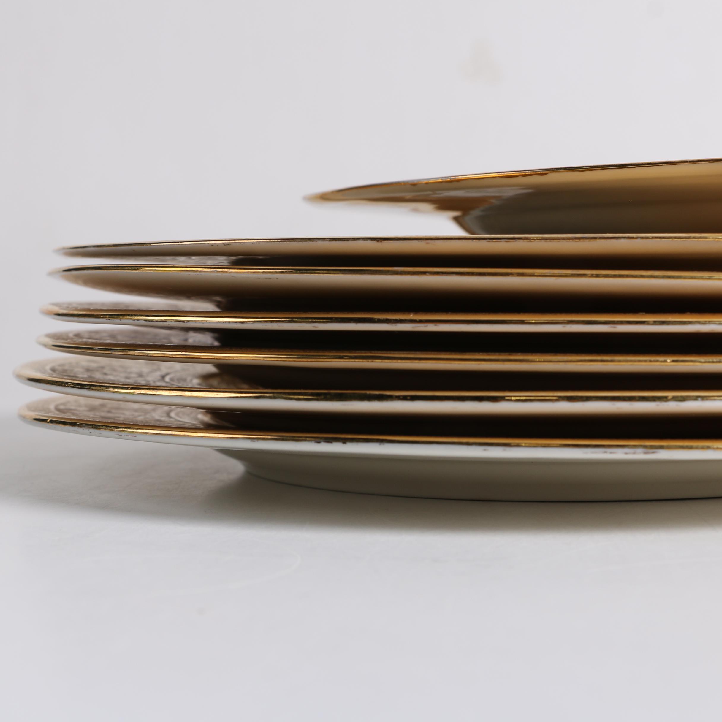 Vintage La Petite Porcelain Plates with Gold Encrusted Rims