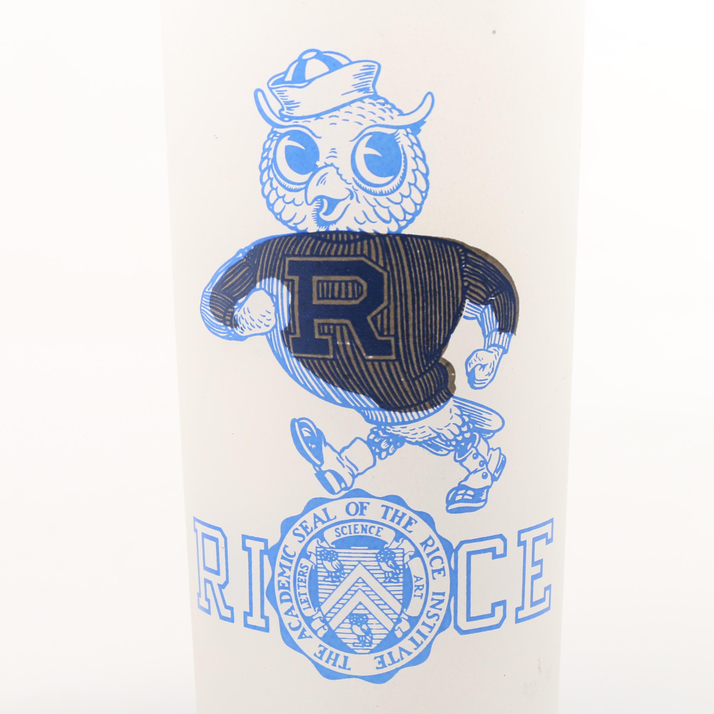 Vintage Frosted Texas Collegiate Glass Tumblers