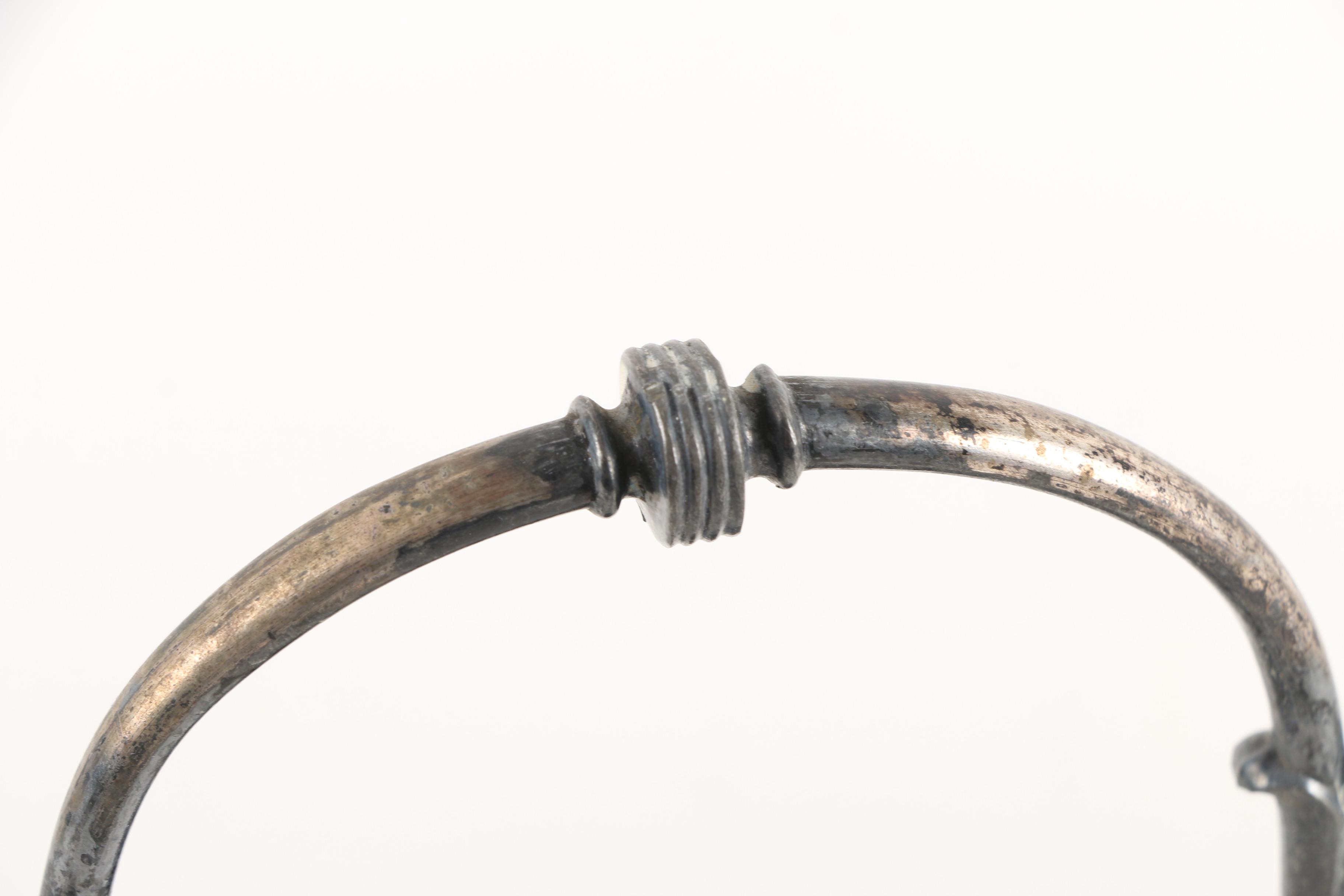 Antique Meridian Britannia Co. Silver Plate and Glass Pickle Castor with Tongs