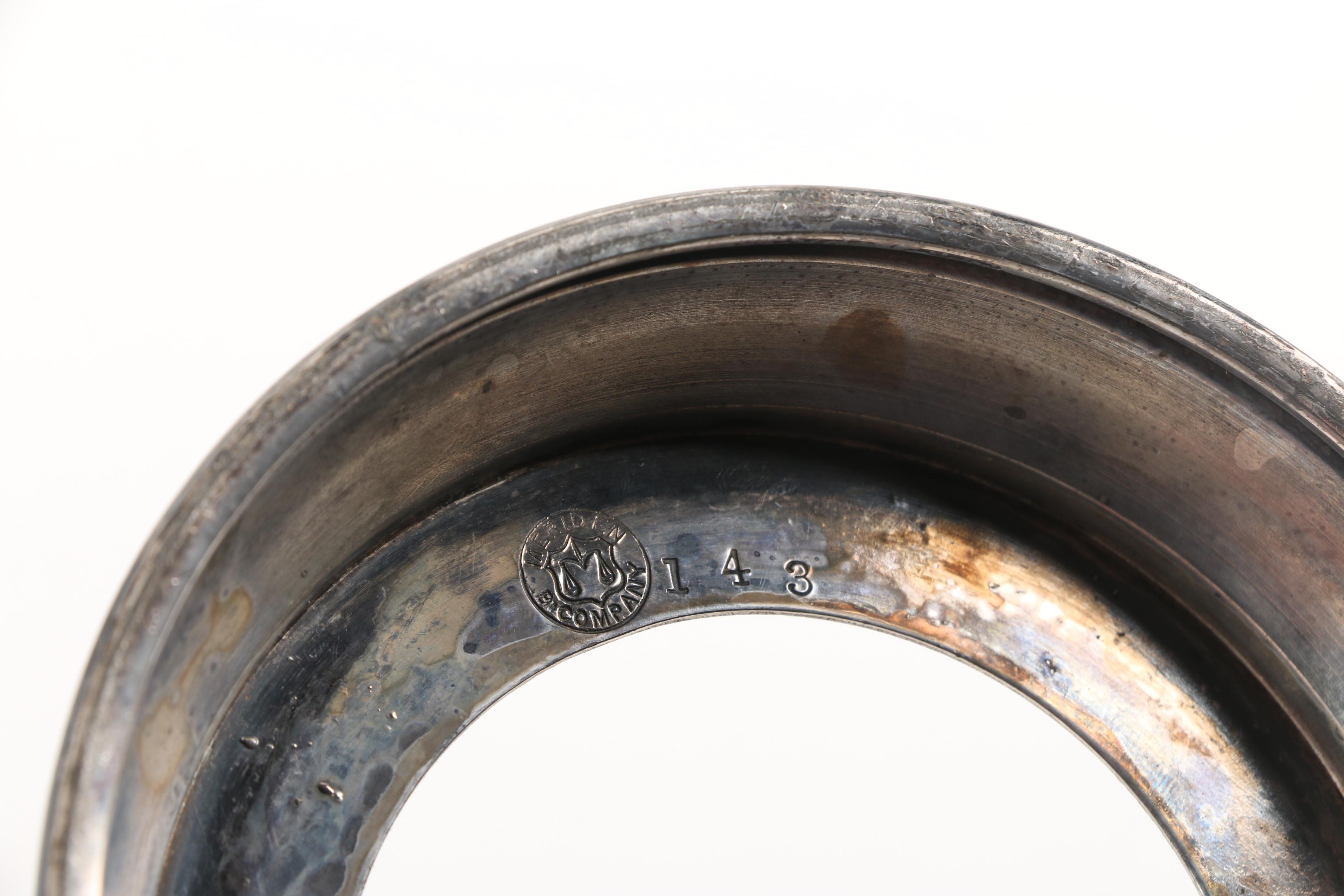 Antique Meridian Britannia Co. Silver Plate and Glass Pickle Castor with Tongs