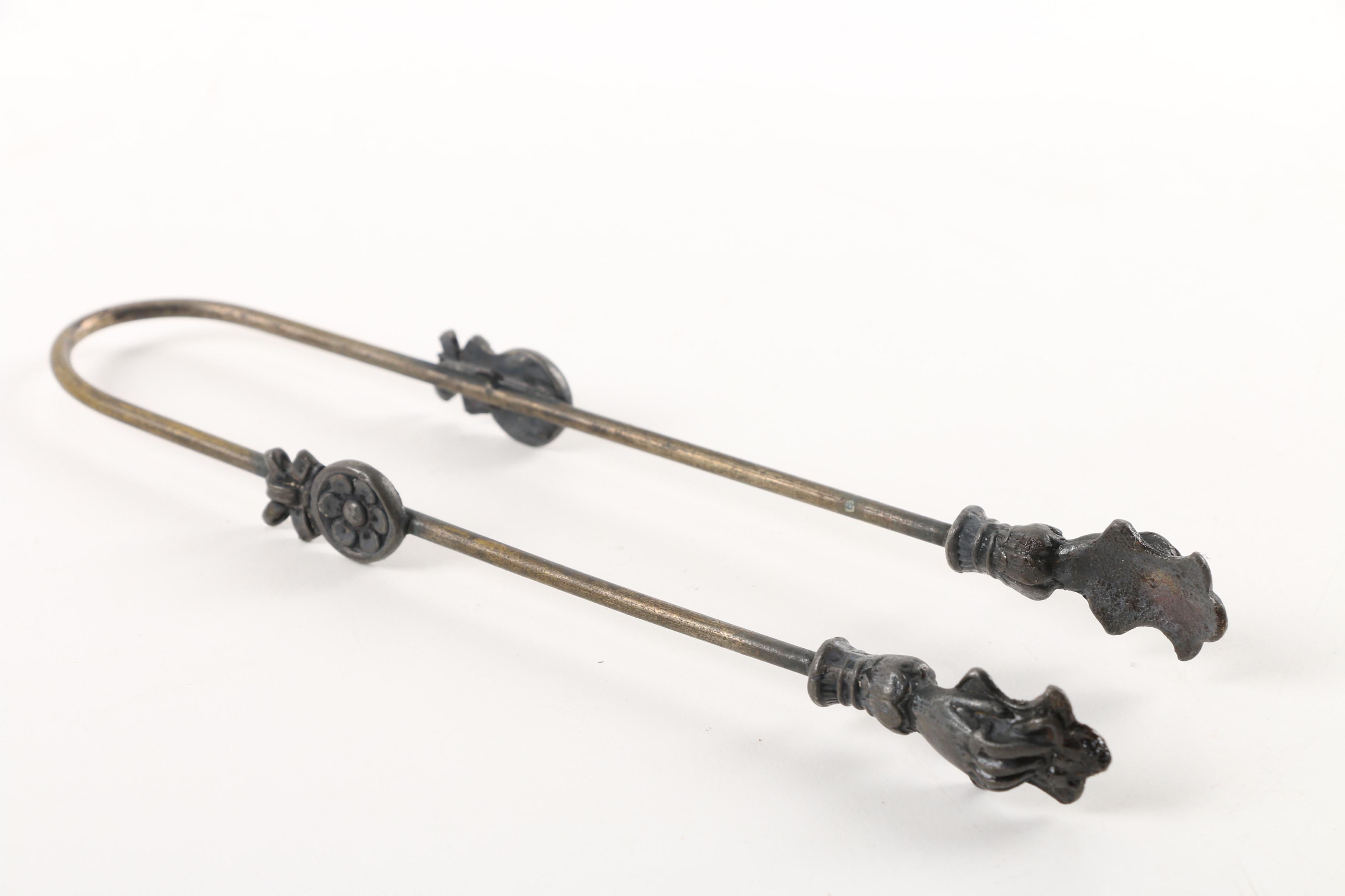 Antique Meridian Britannia Co. Silver Plate and Glass Pickle Castor with Tongs