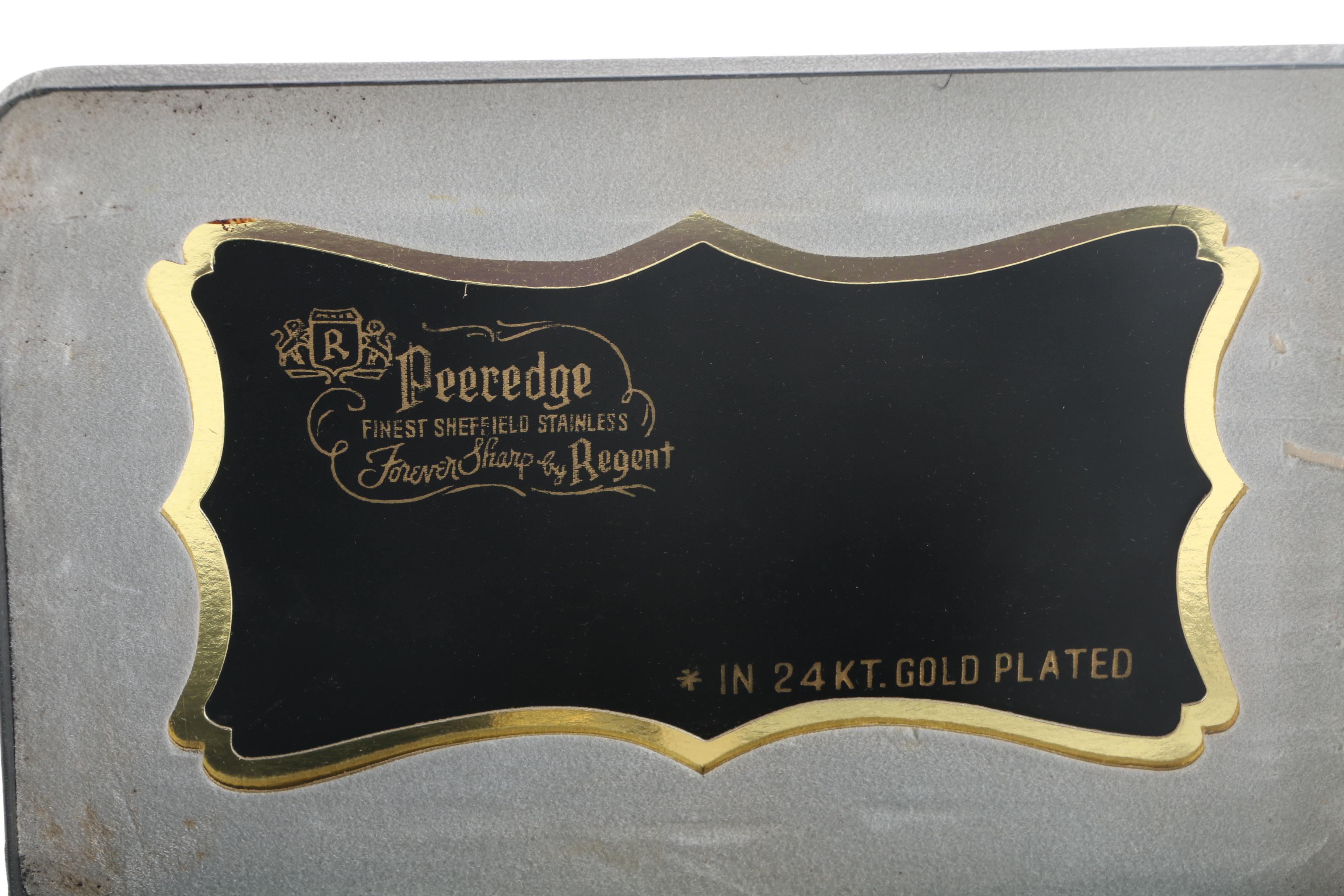 Vintage Peeredge Regent Serrated Steak Knife Set with 24K Gold Plate Accent