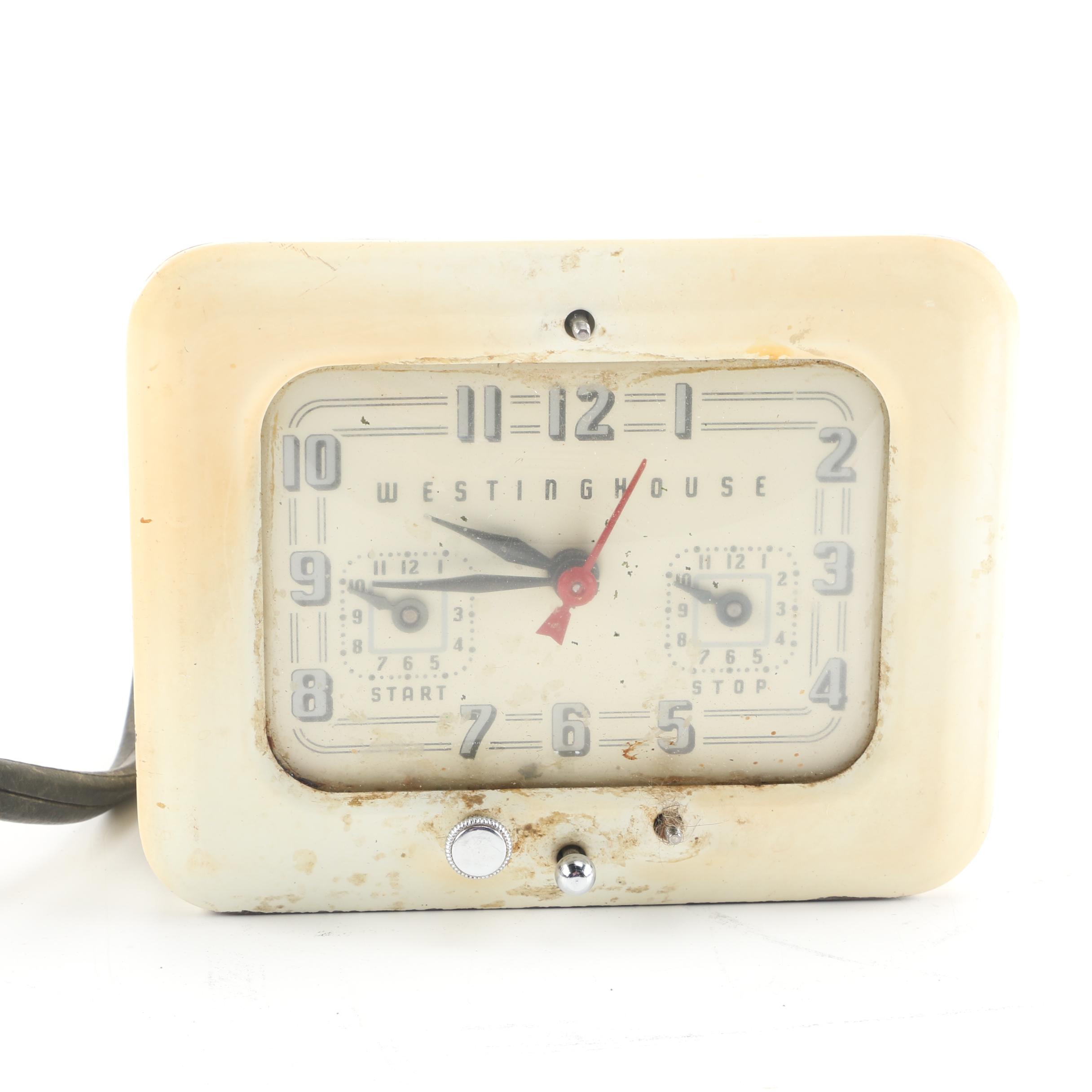 1950s Westinghouse Enameled Stove Clock and Timer
