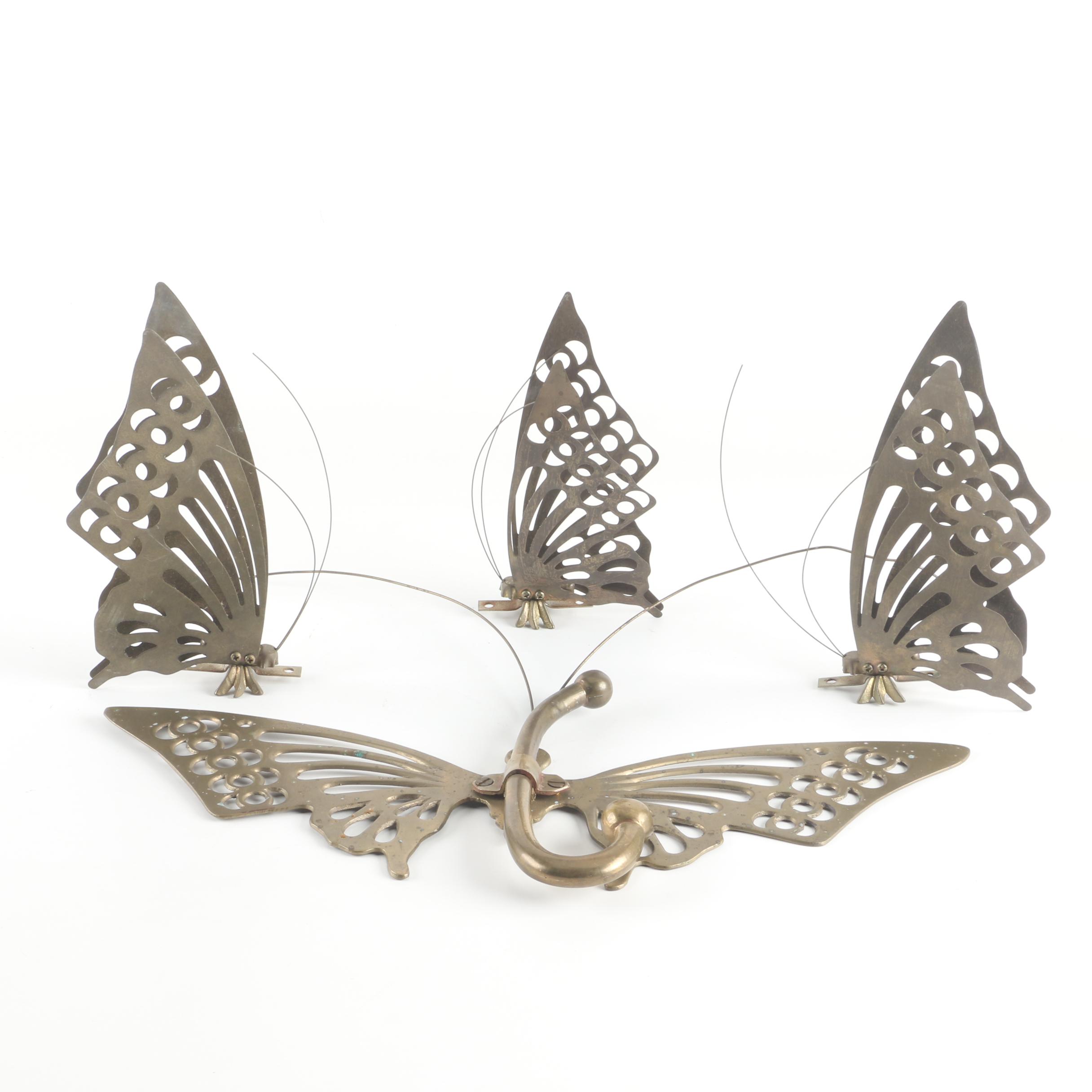 Brass Butterfly Coat Hanger and Metal Butterfly Wall Décor