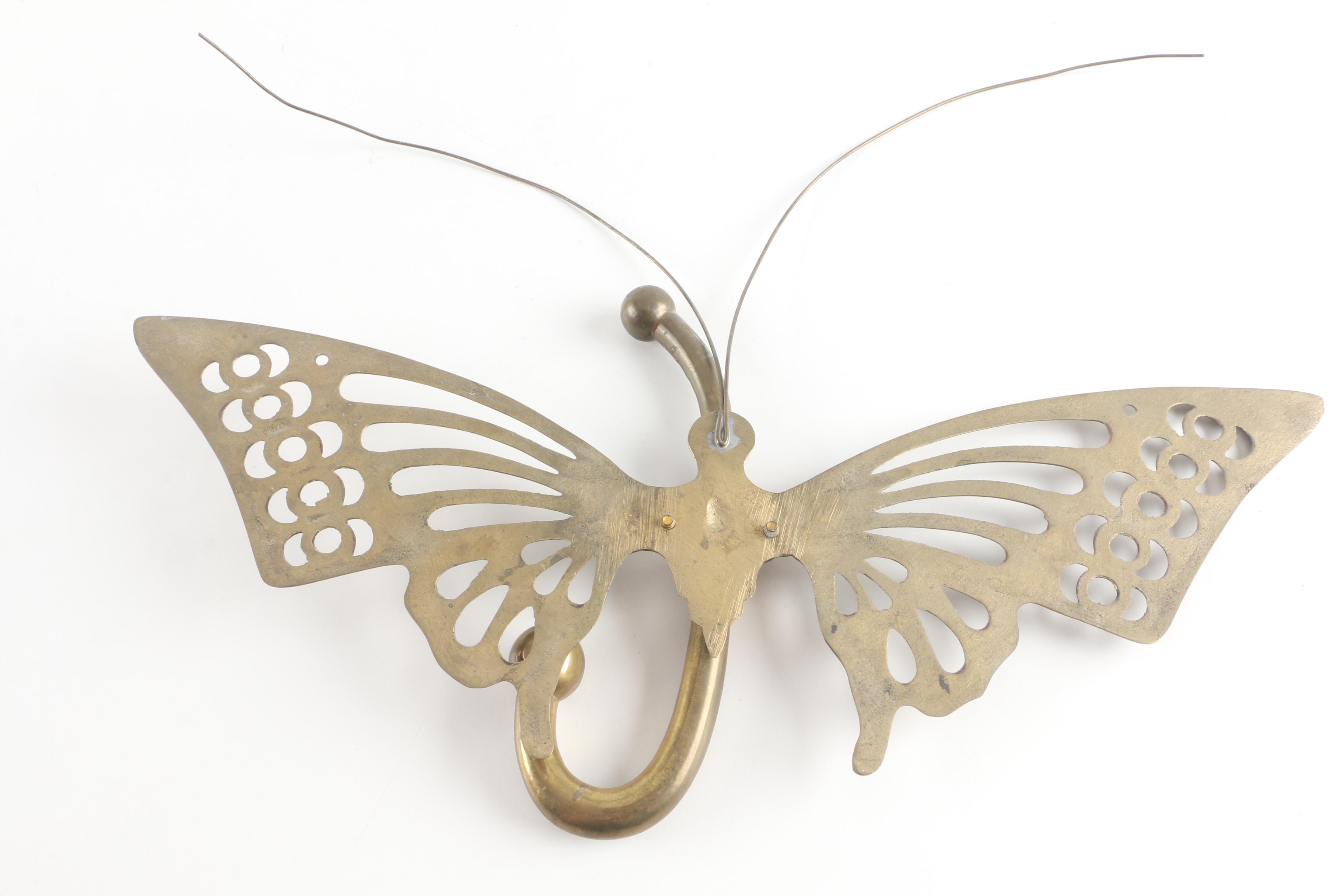 Brass Butterfly Coat Hanger and Metal Butterfly Wall Décor