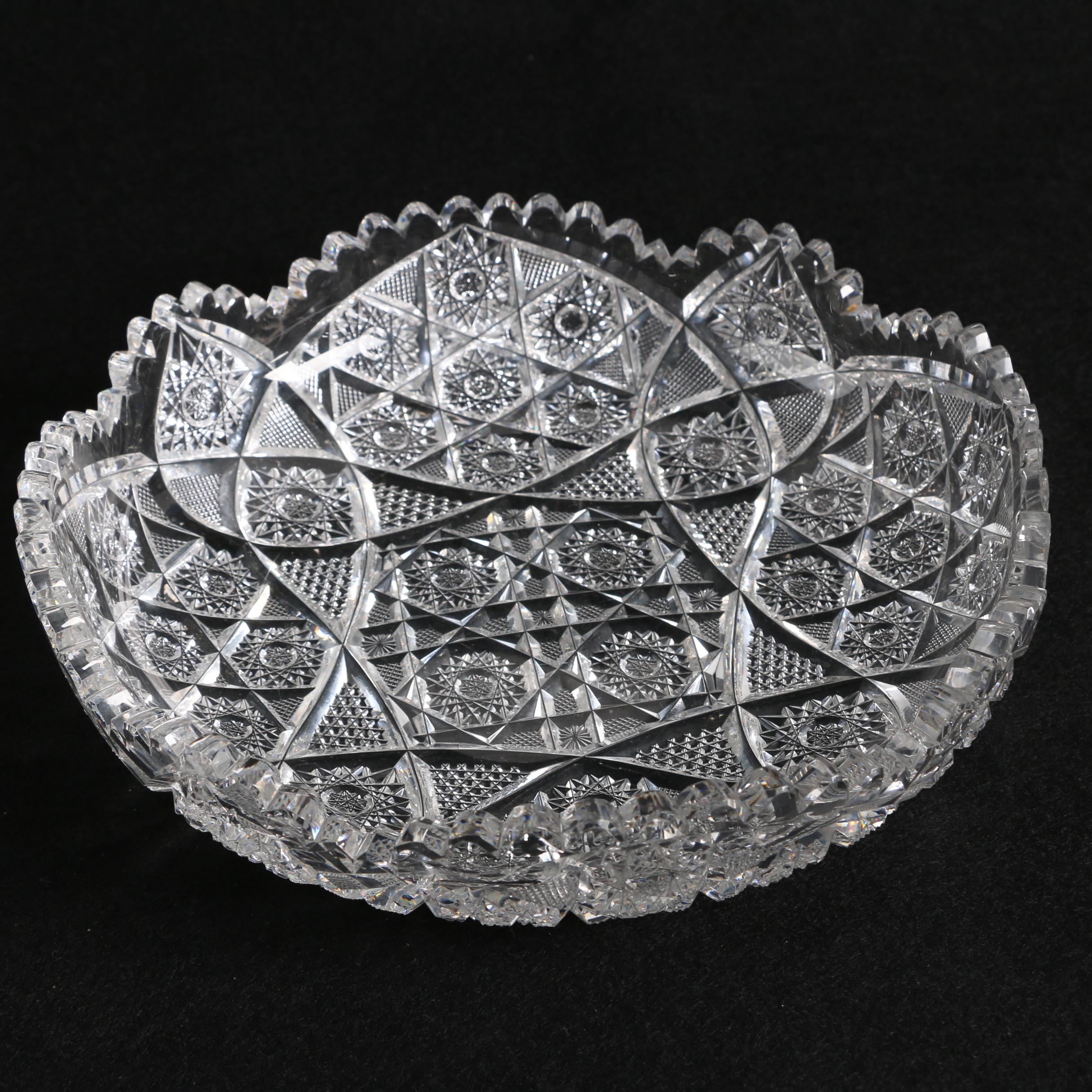 Vintage Cut Glass Serveware Including American Brilliant Period Cut Glass