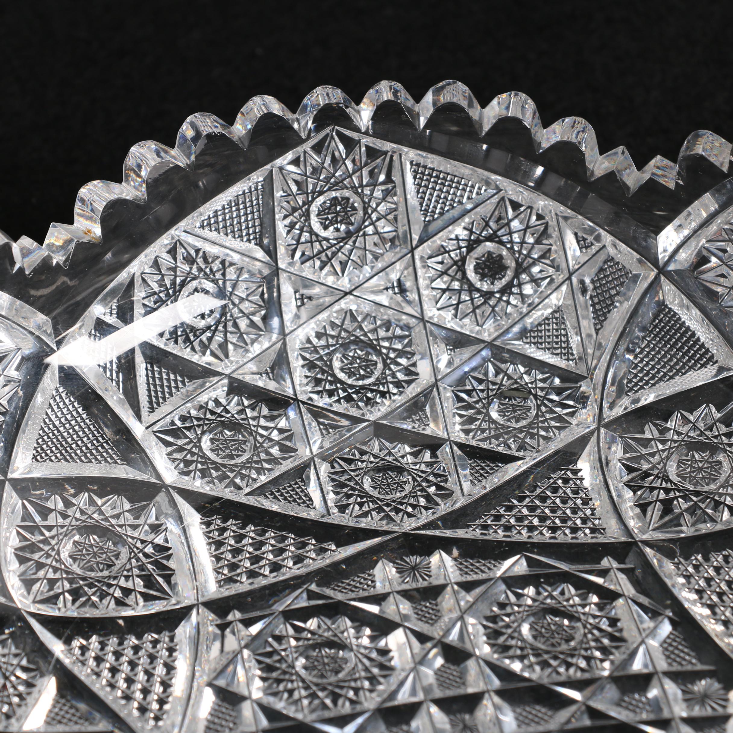 Vintage Cut Glass Serveware Including American Brilliant Period Cut Glass