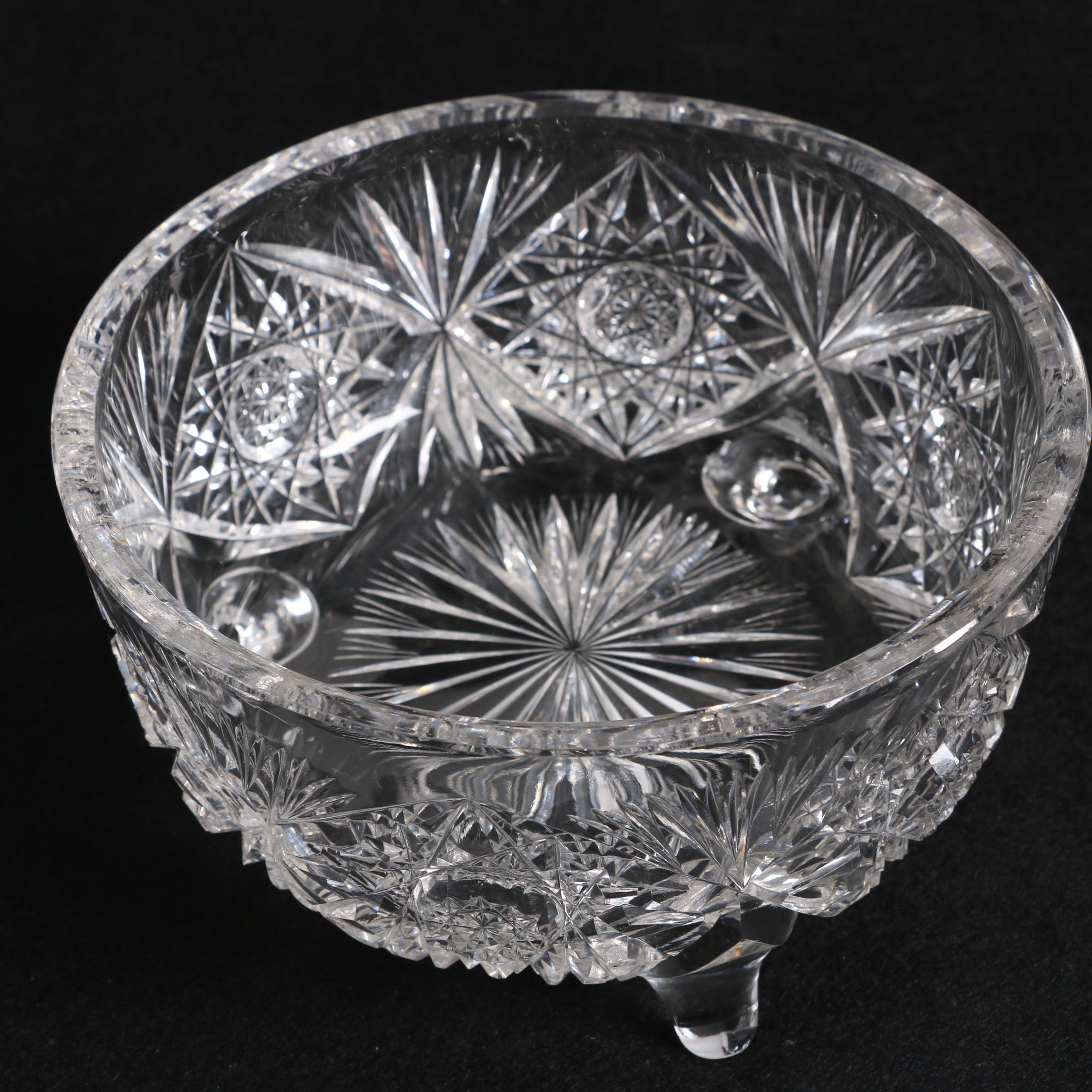 Vintage Cut Glass Serveware Including American Brilliant Period Cut Glass