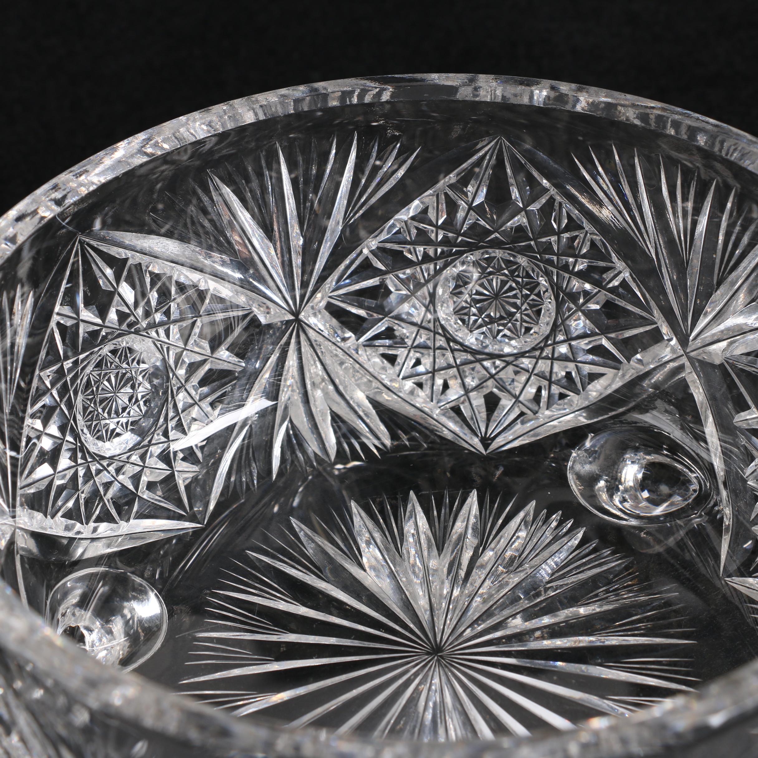 Vintage Cut Glass Serveware Including American Brilliant Period Cut Glass