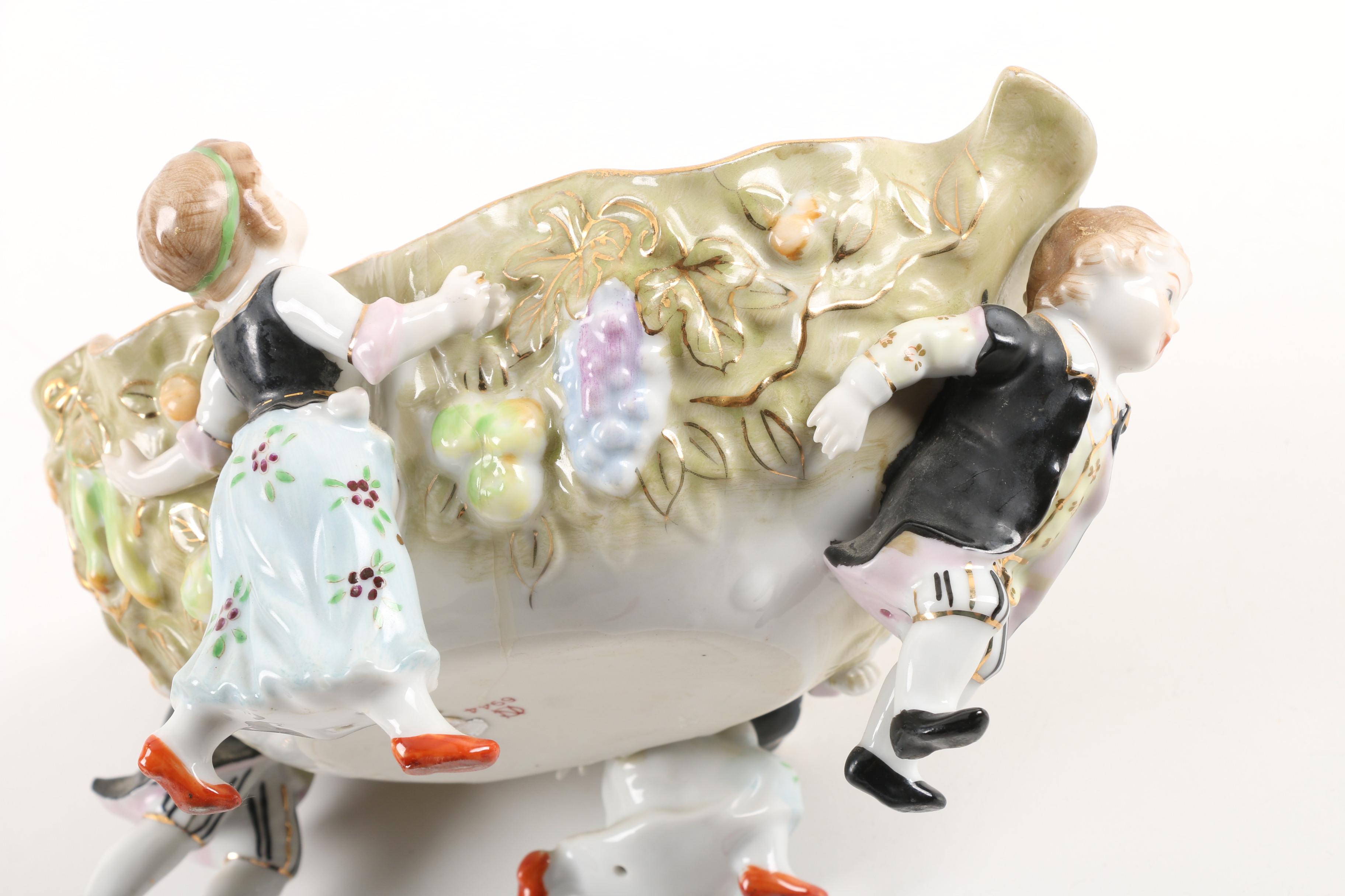 Japanese Porcelain Centerpiece Bowl in the Style of Camille Naudot