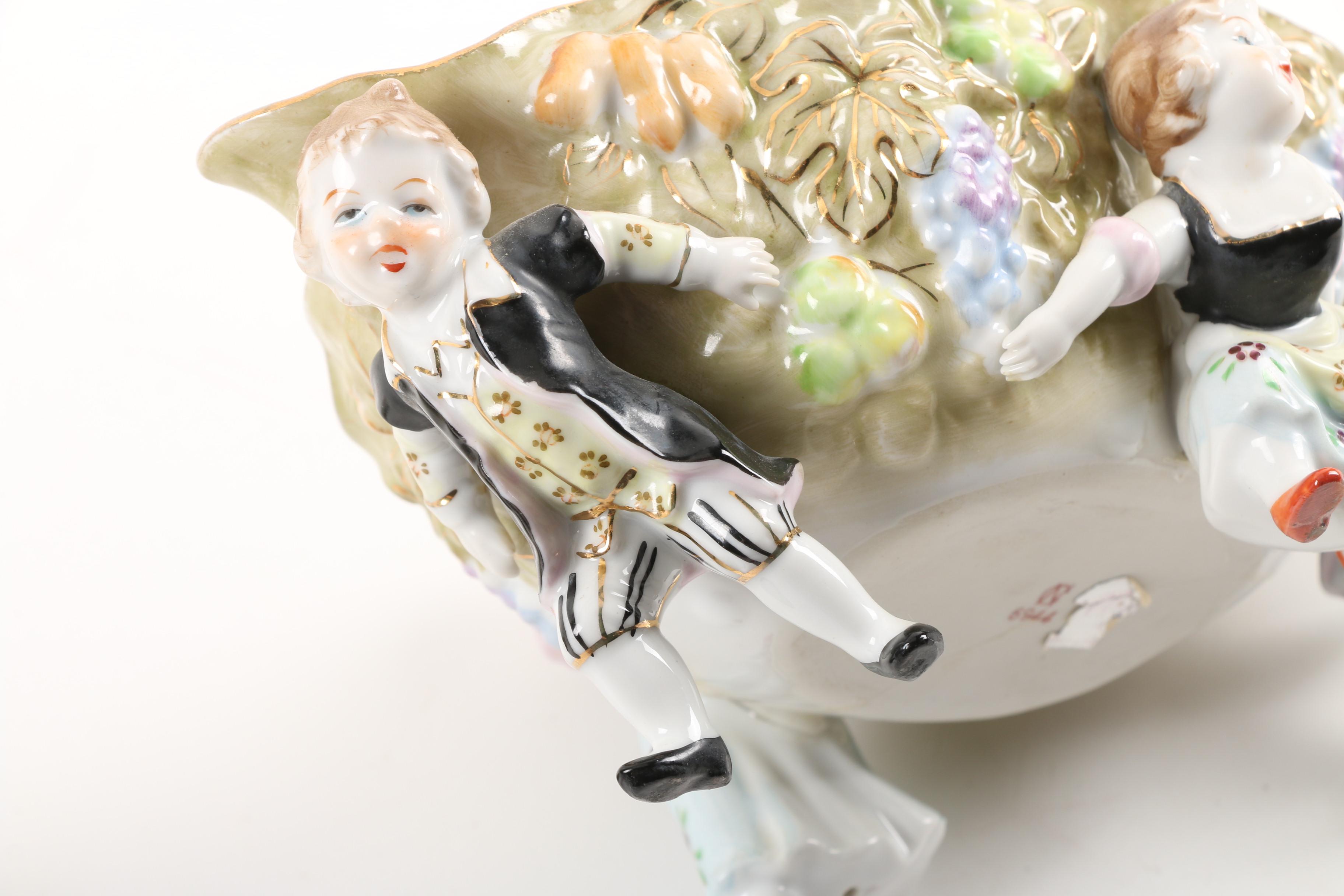 Japanese Porcelain Centerpiece Bowl in the Style of Camille Naudot