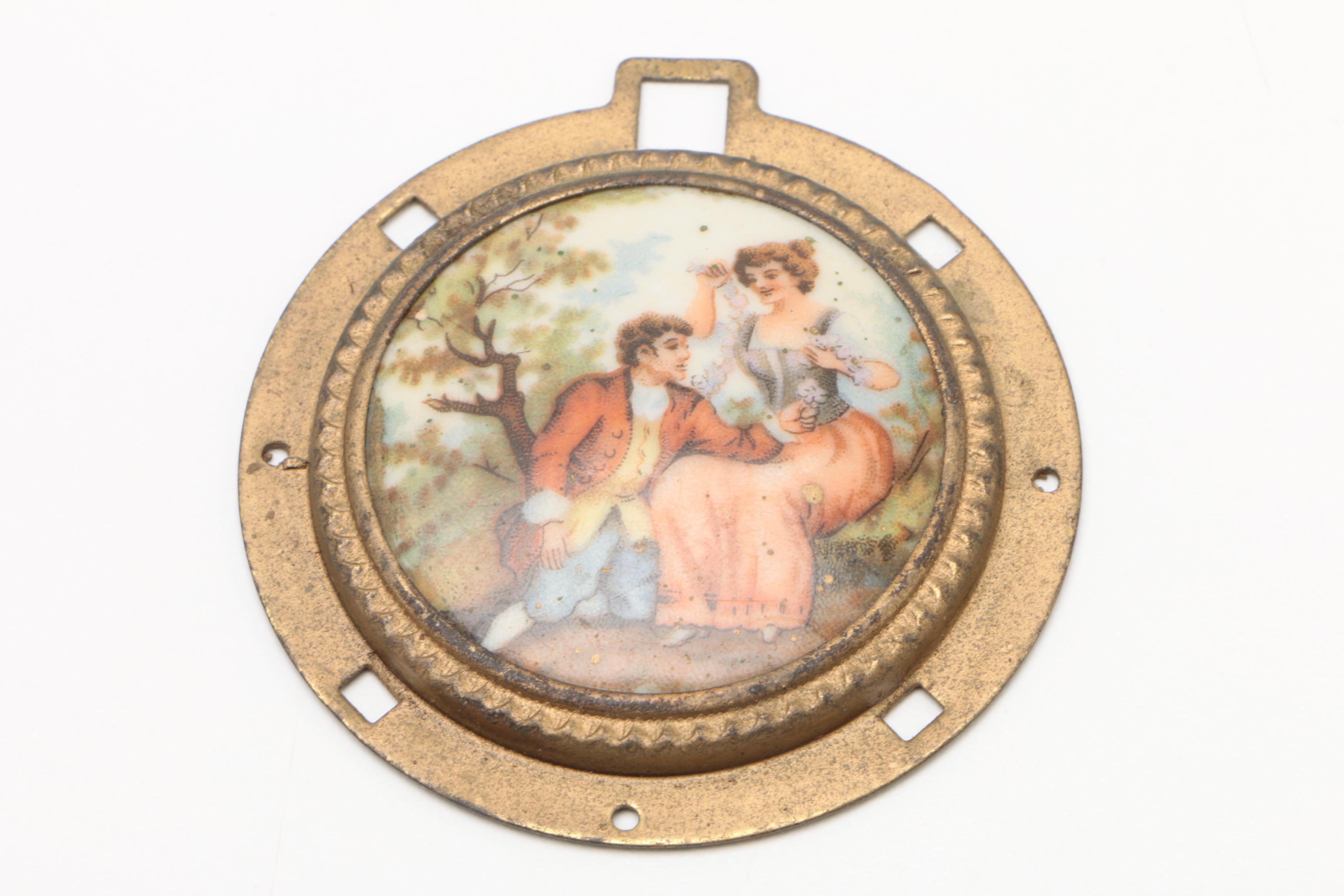 Vintage Padded Printed Fabric in Plastic Frames