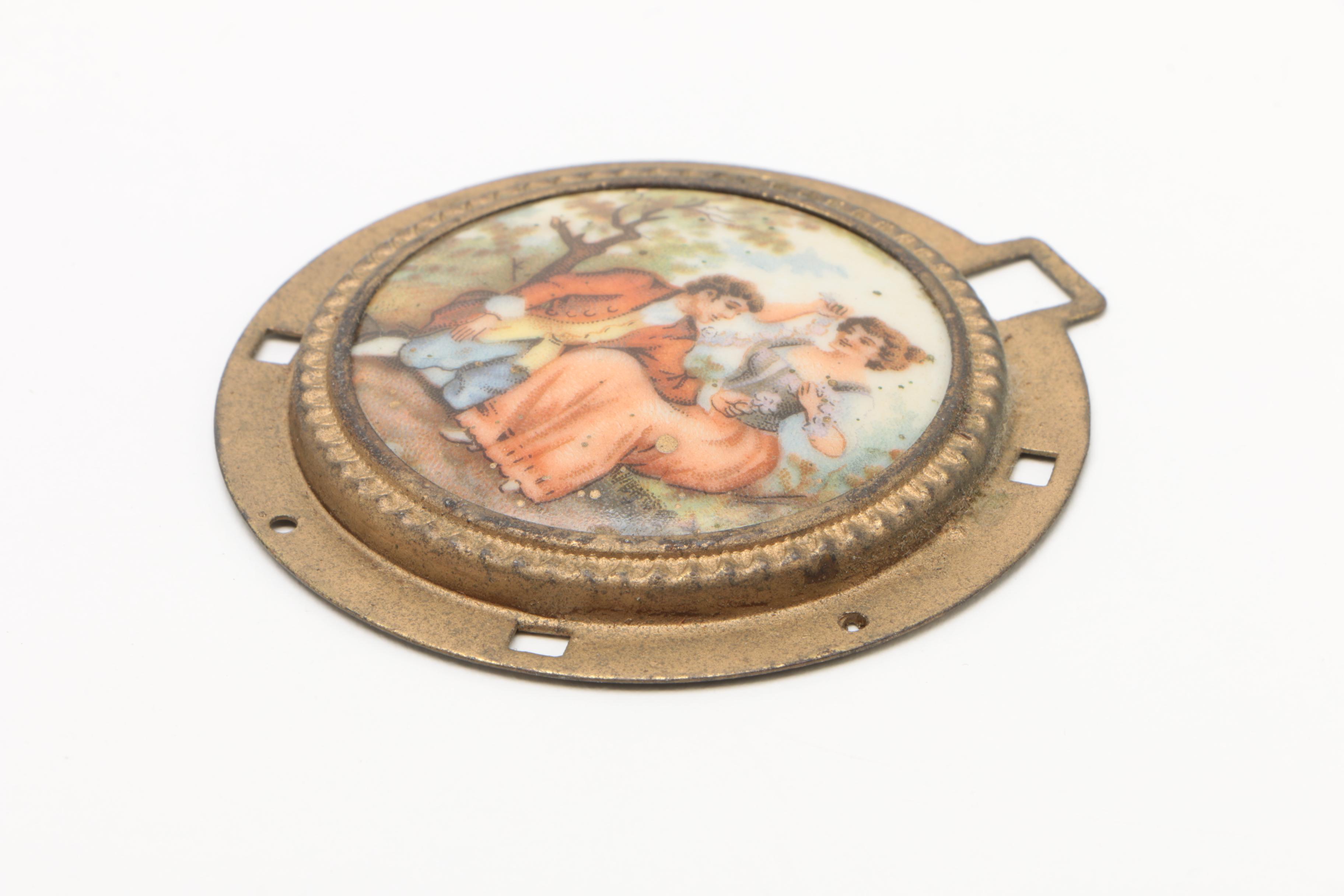 Vintage Padded Printed Fabric in Plastic Frames