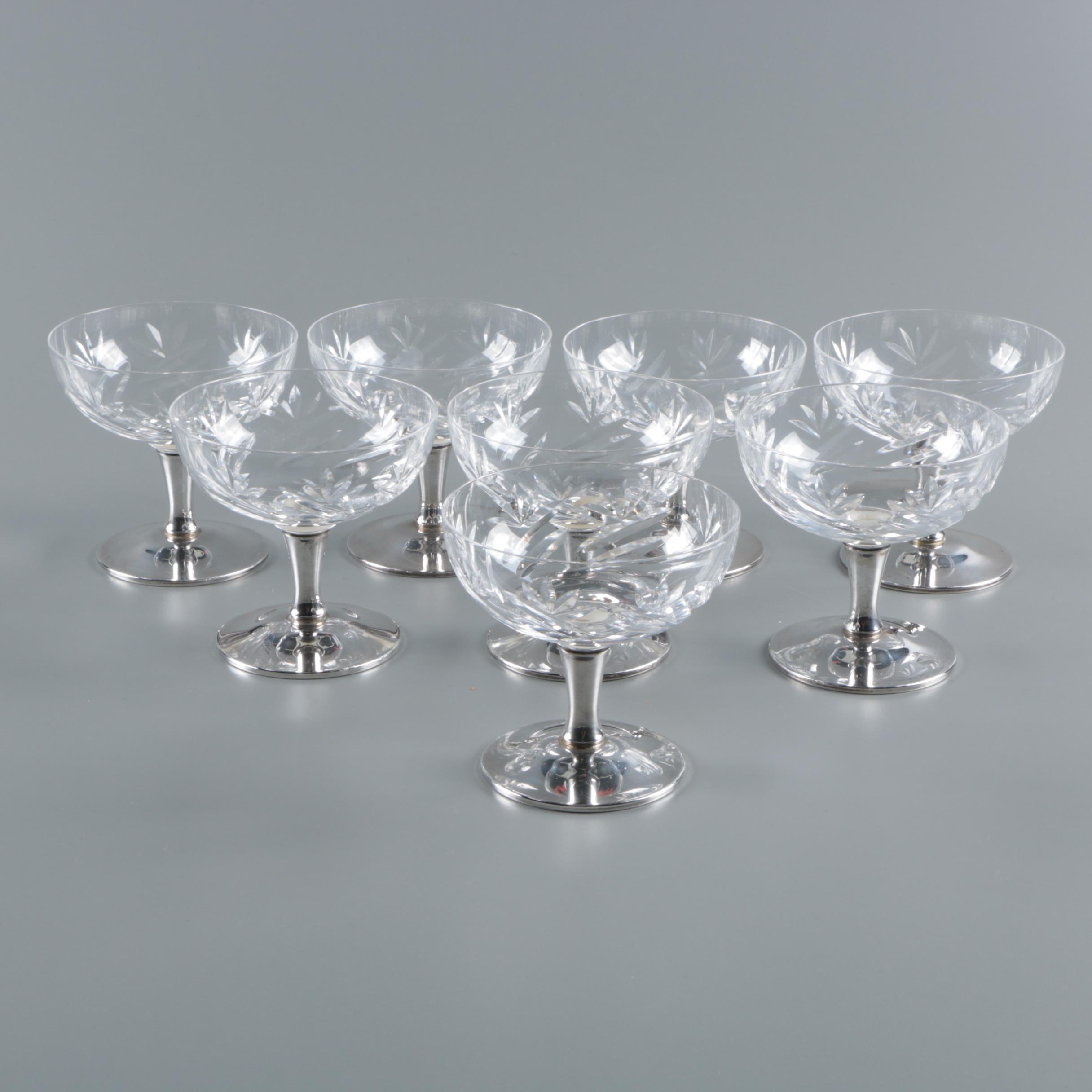 Gorham Crystal and Weighted Sterling Silver Champagne Coupes