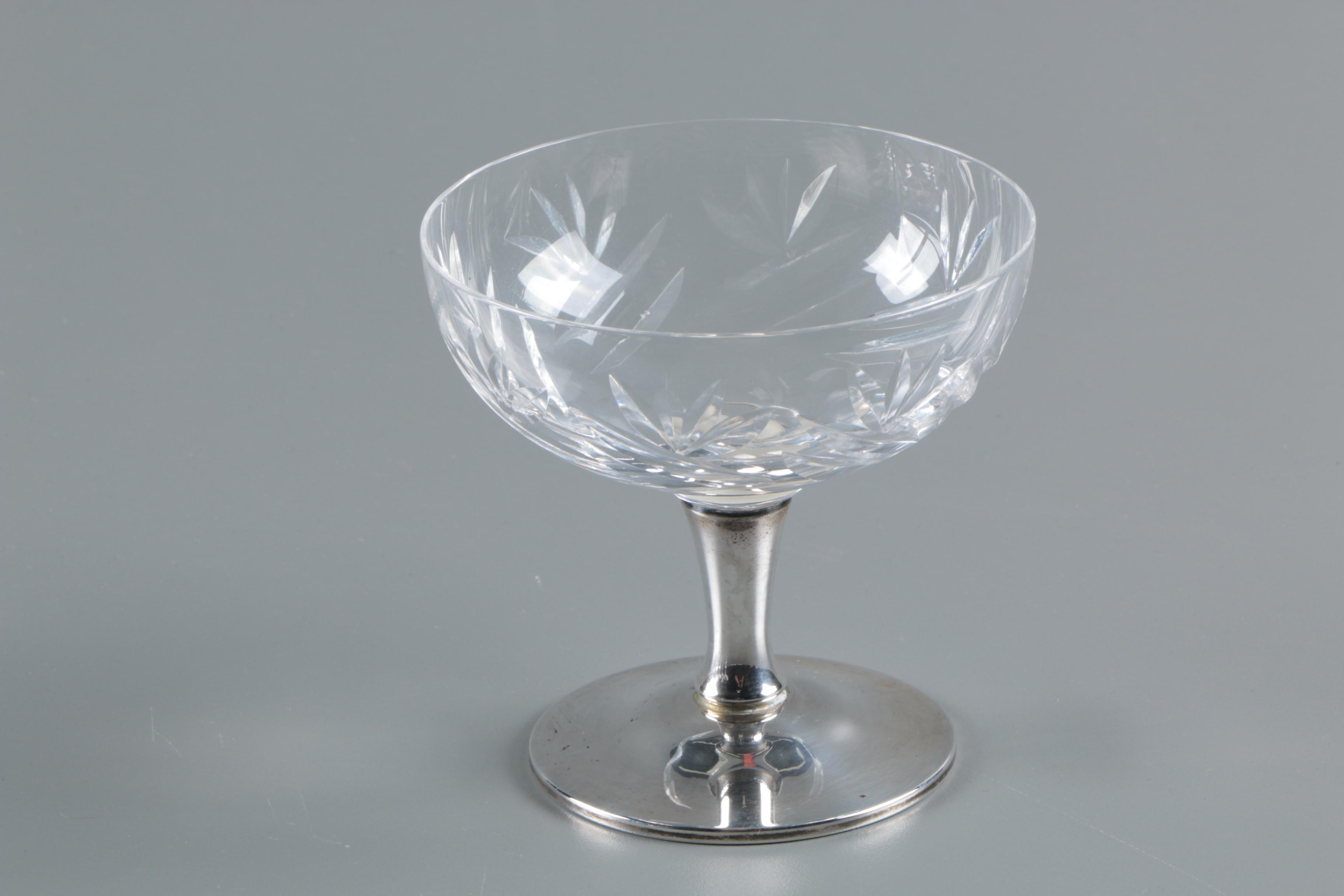 Gorham Crystal and Weighted Sterling Silver Champagne Coupes