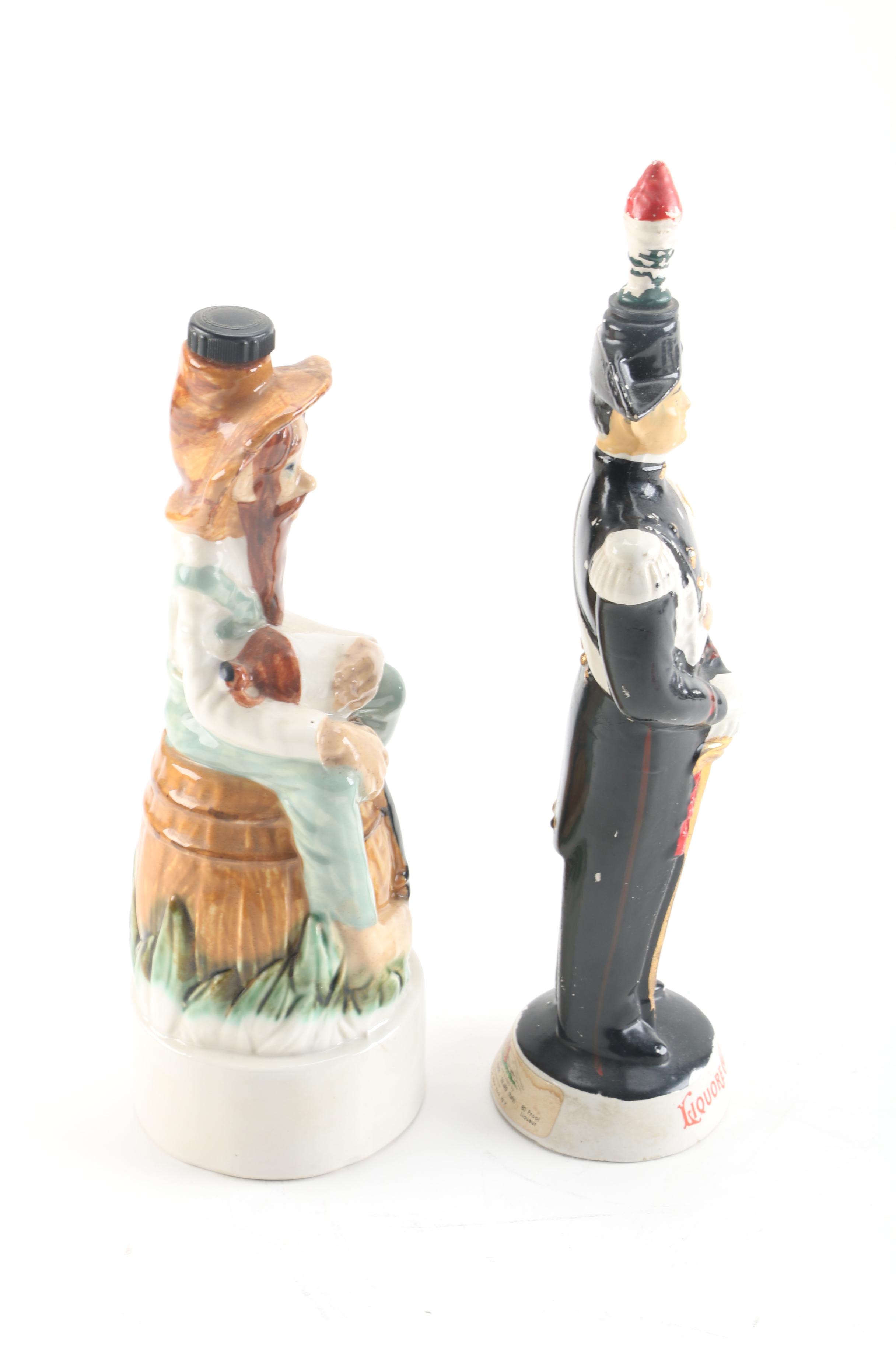 Figural Ceramic Liqueur Decanter Bottles Including Coronetti