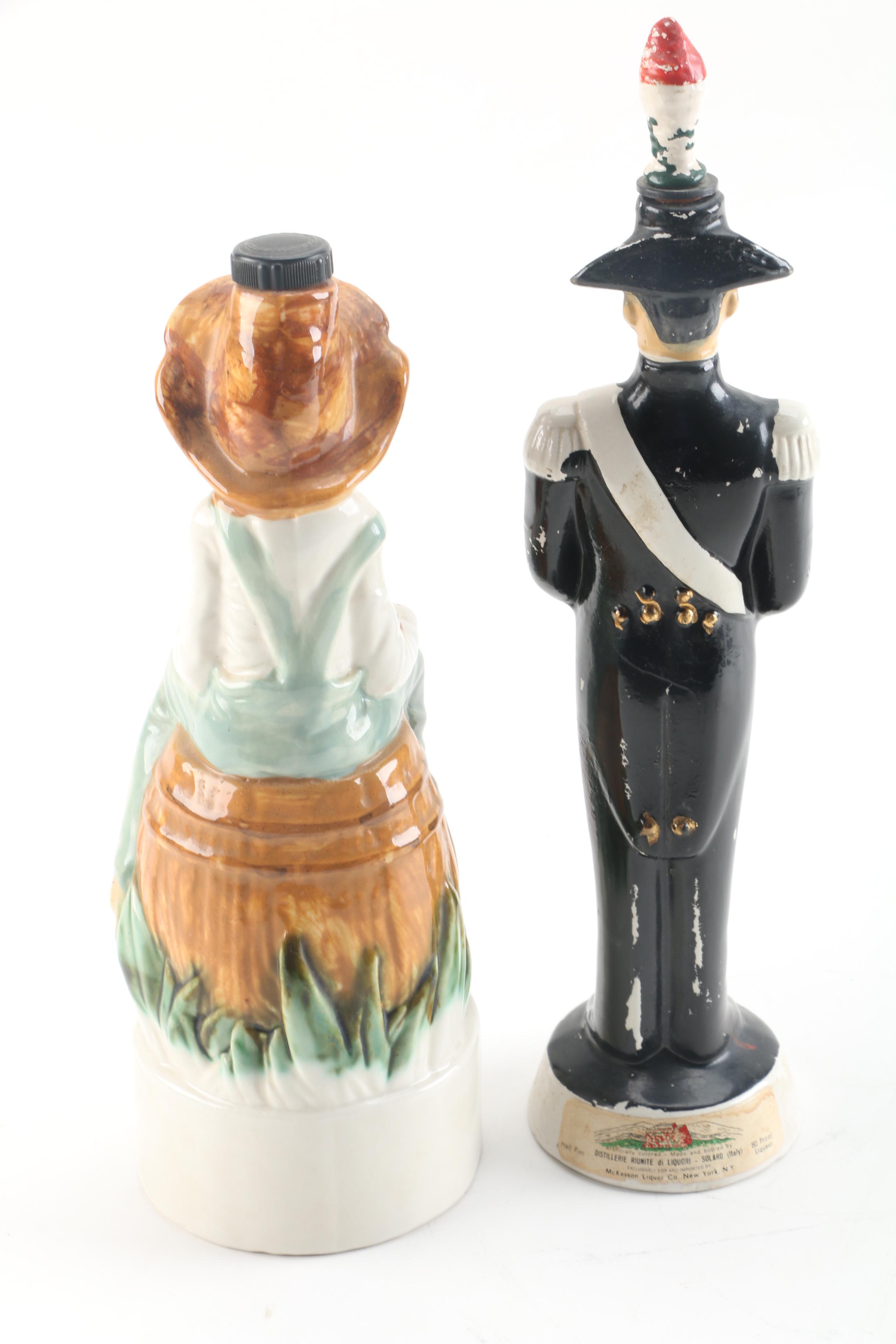 Figural Ceramic Liqueur Decanter Bottles Including Coronetti