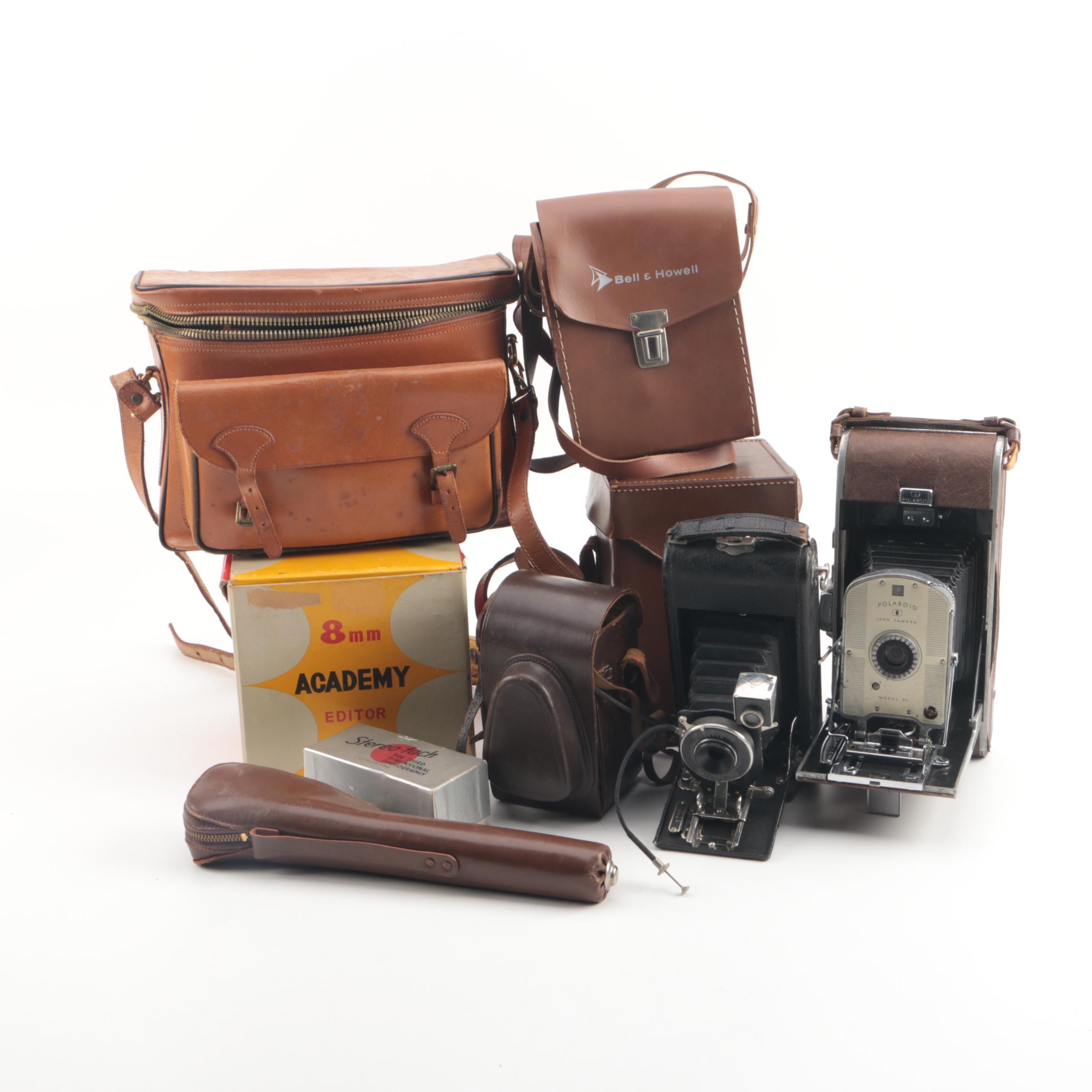 Polaroid Model 95 Land Camera with Other Vintage Cameras and Accessories