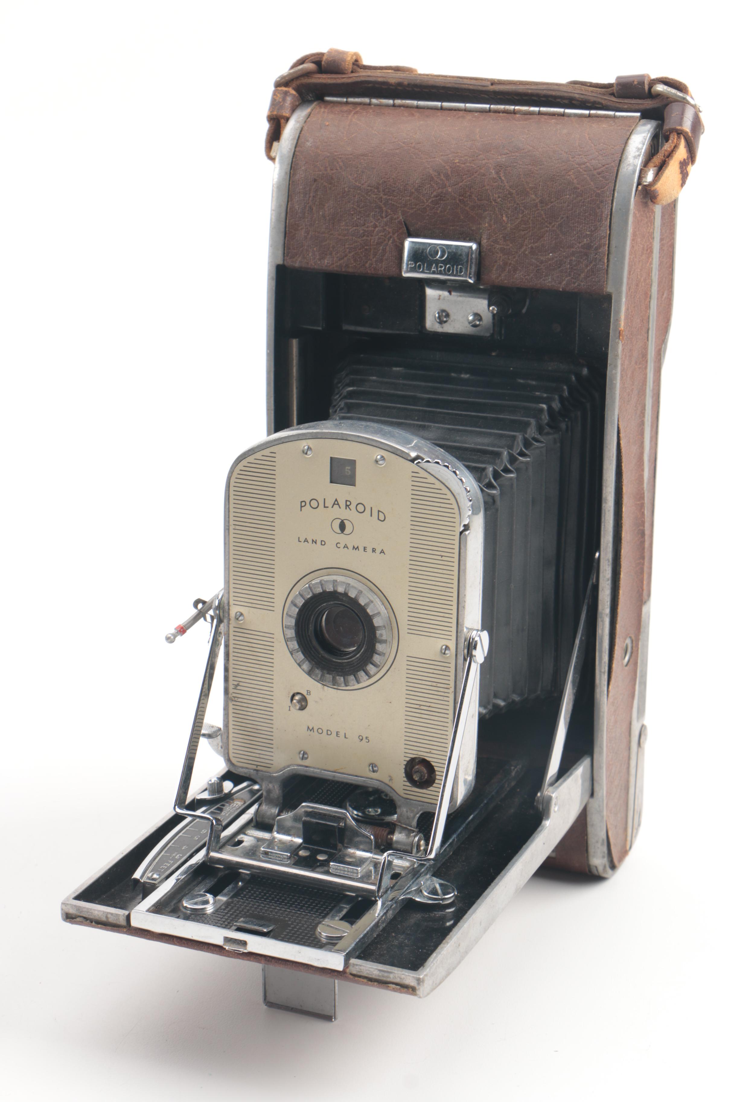 Polaroid Model 95 Land Camera with Other Vintage Cameras and Accessories