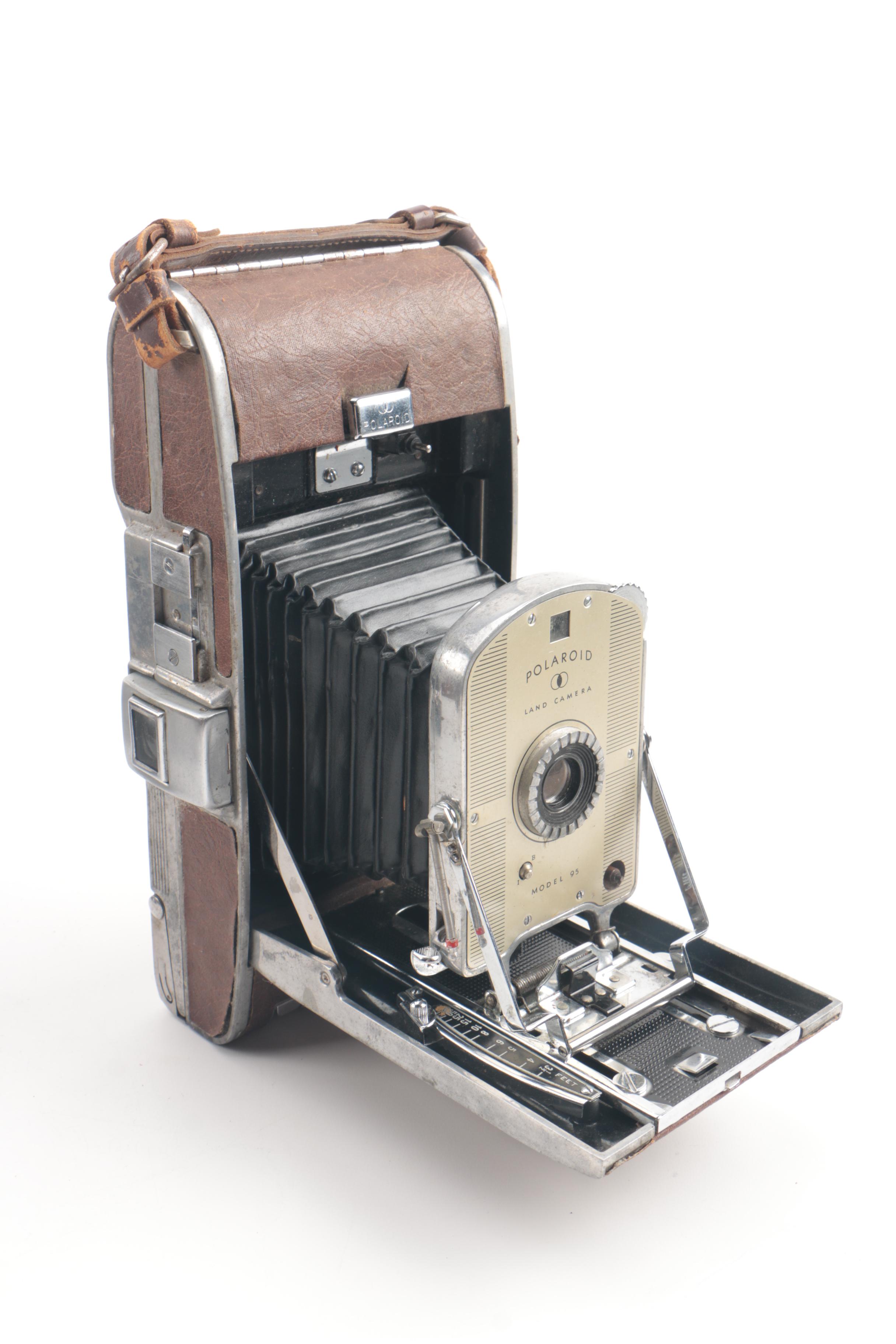 Polaroid Model 95 Land Camera with Other Vintage Cameras and Accessories