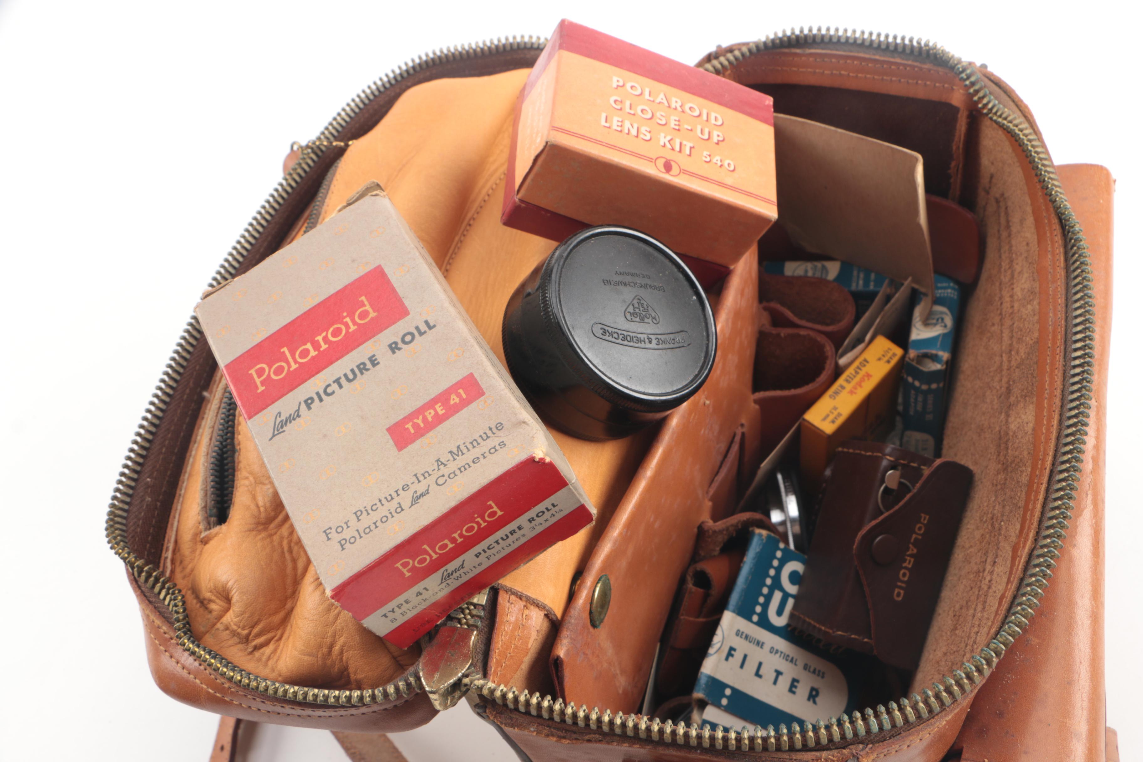 Polaroid Model 95 Land Camera with Other Vintage Cameras and Accessories