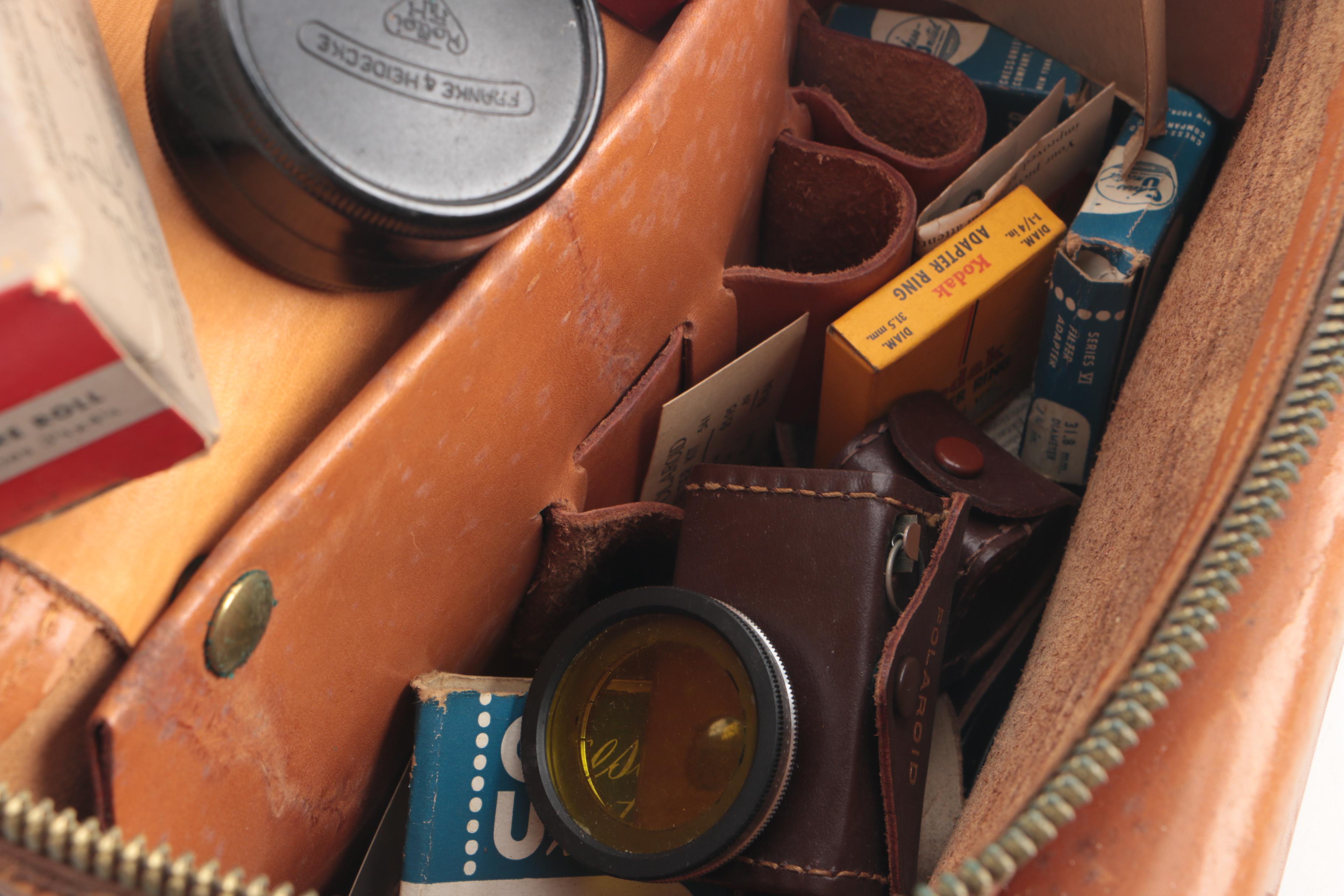 Polaroid Model 95 Land Camera with Other Vintage Cameras and Accessories