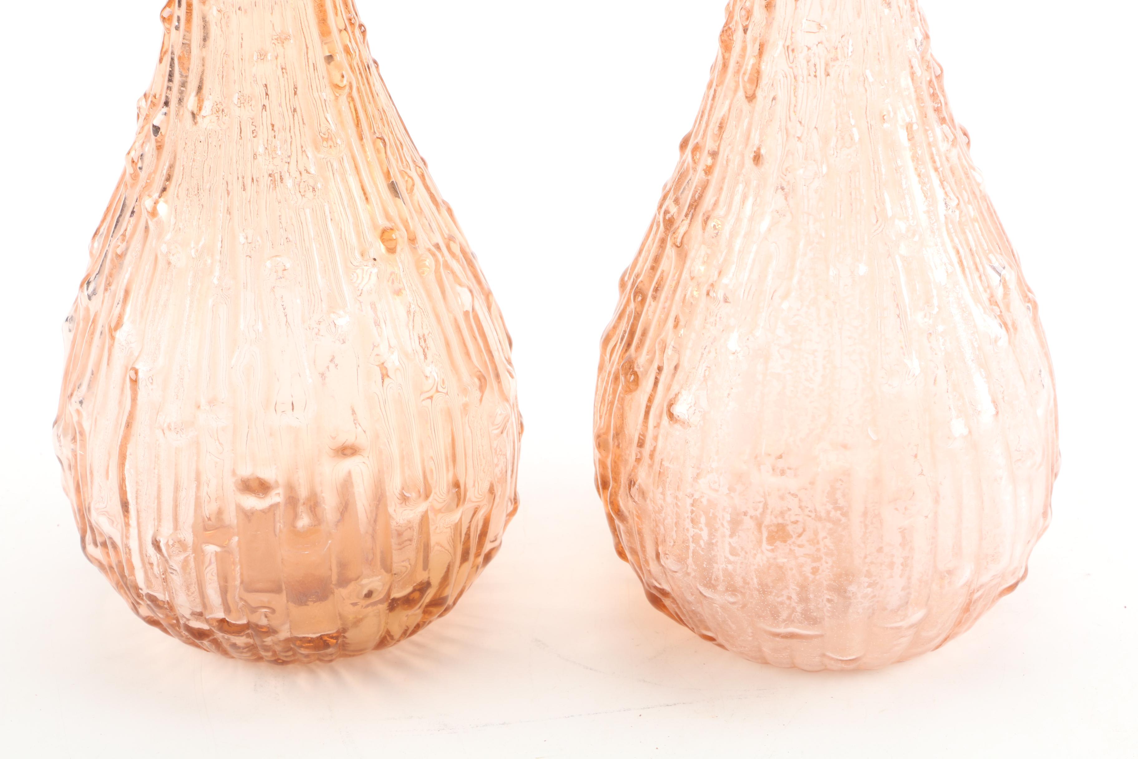 Italian Style Amber Glass Decanters with Emerald Glass Stoppers