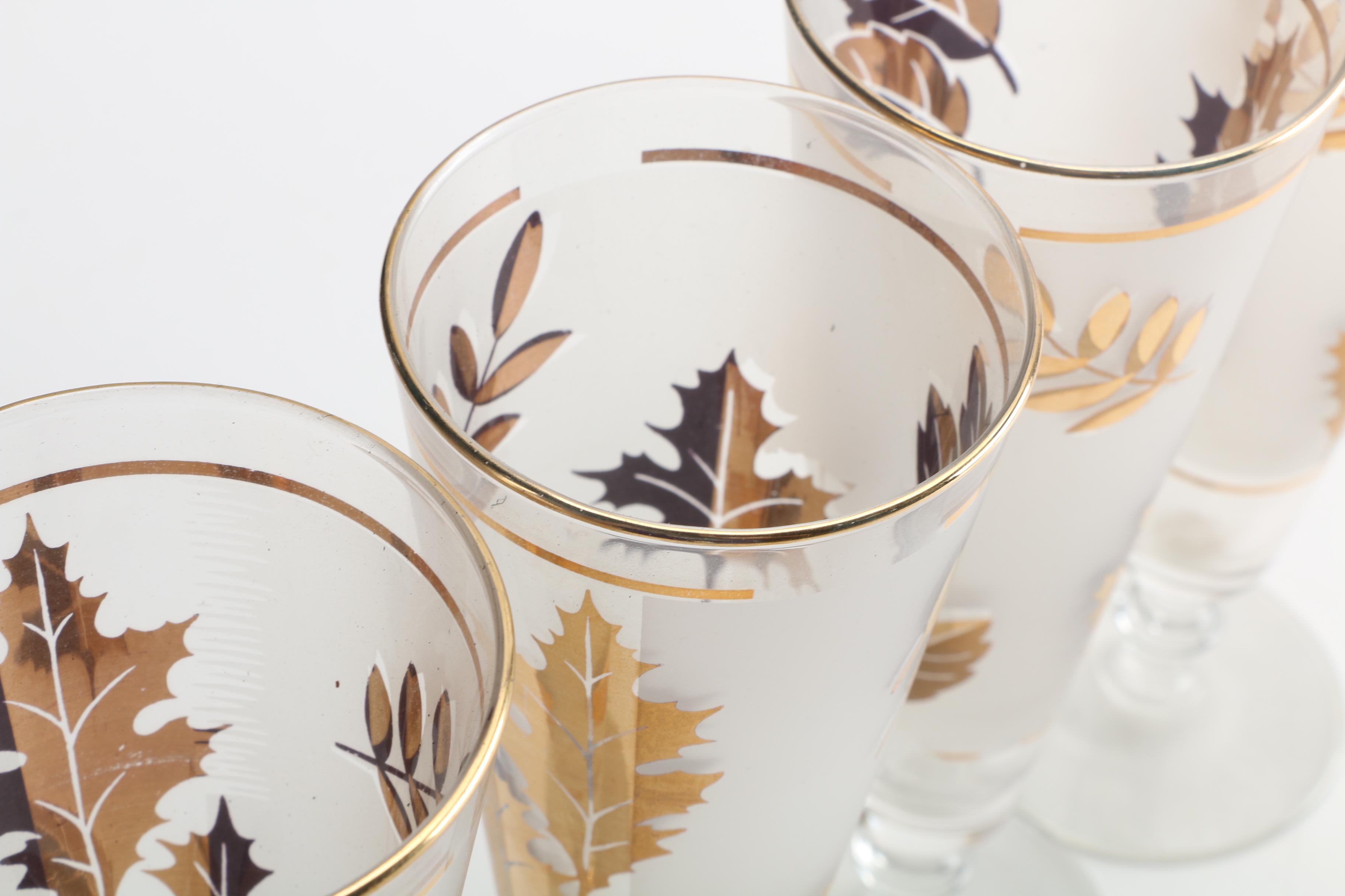 Libbey Glass Company "Golden Foliage" Pilsner Glasses