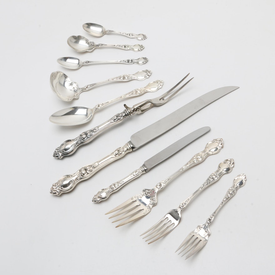 Wallace Sterling Silver "Violet" Seventy-One Piece Flatware Set