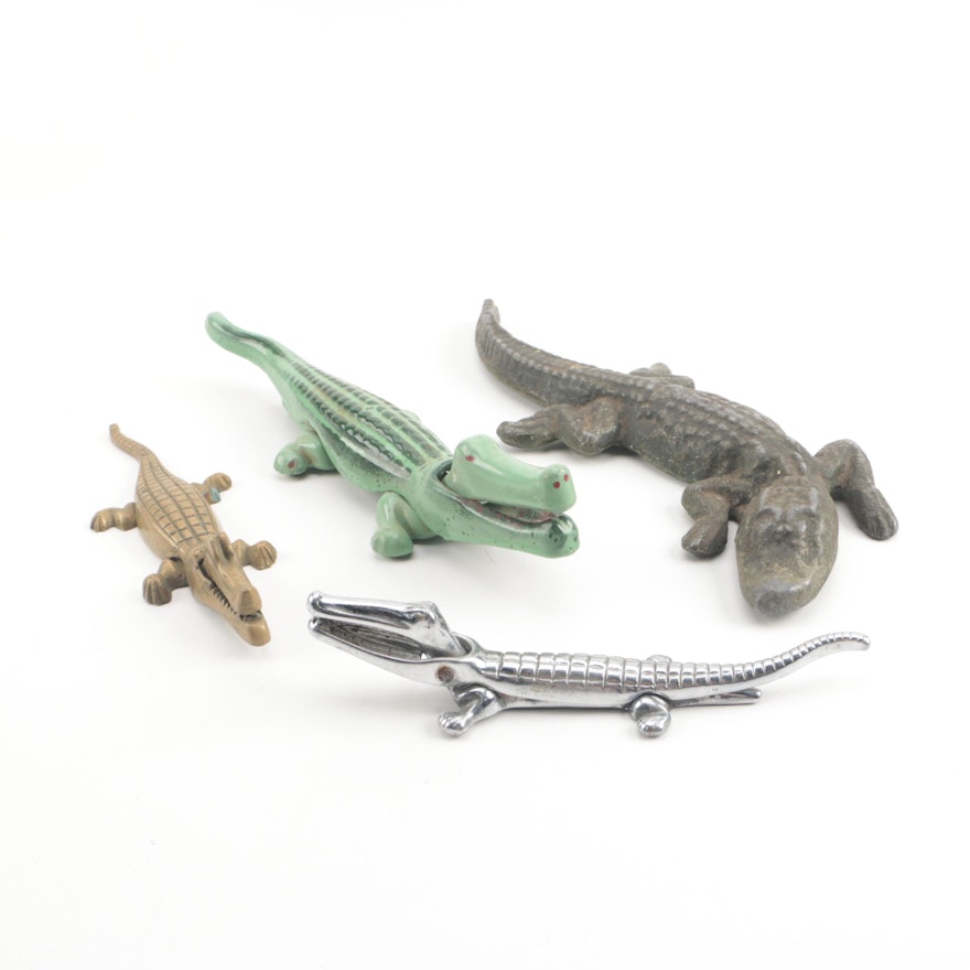 Metal Crocodile Nutcrackers and Alligator Figurine