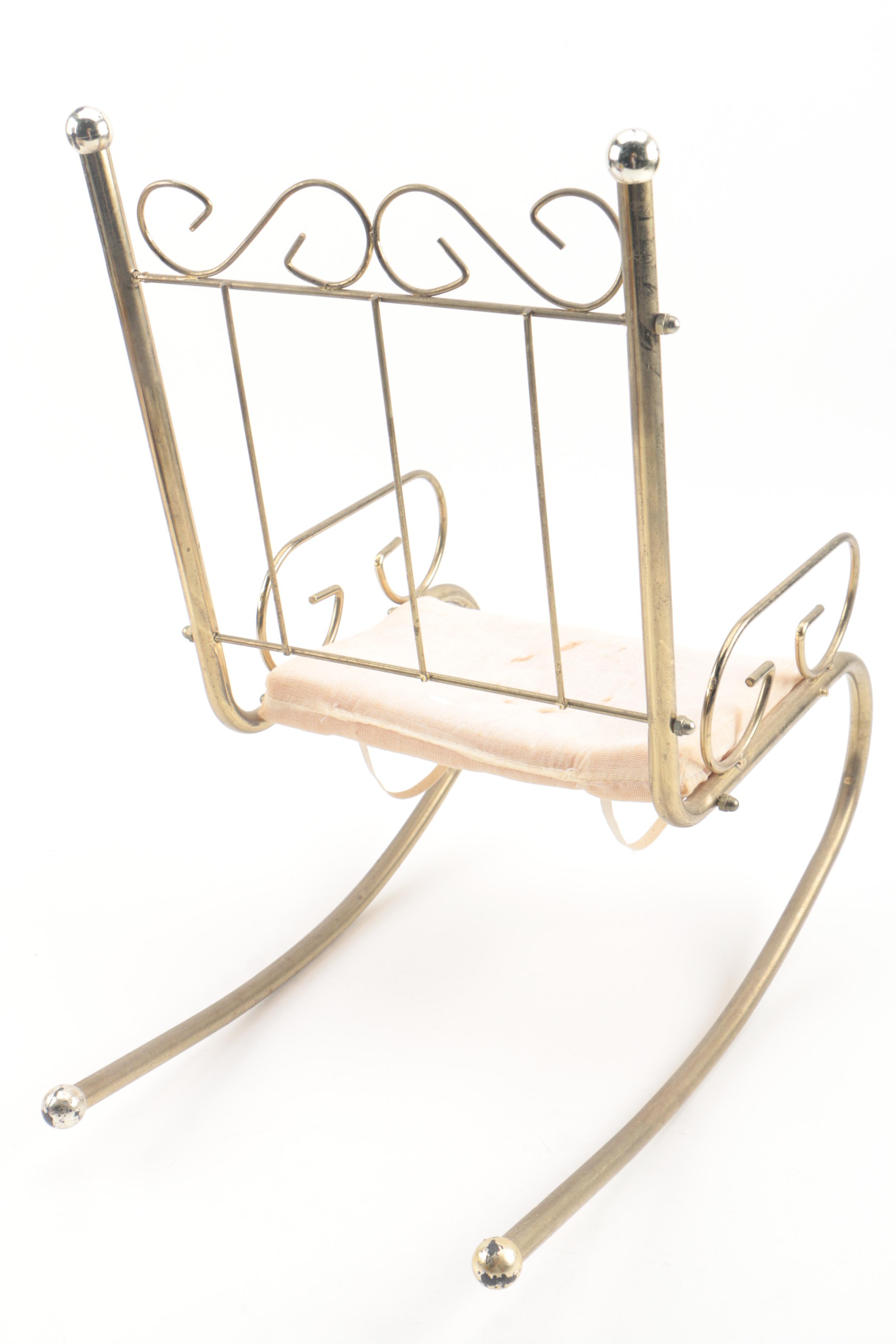 Doll Rocking Chair with Cloth Dolls