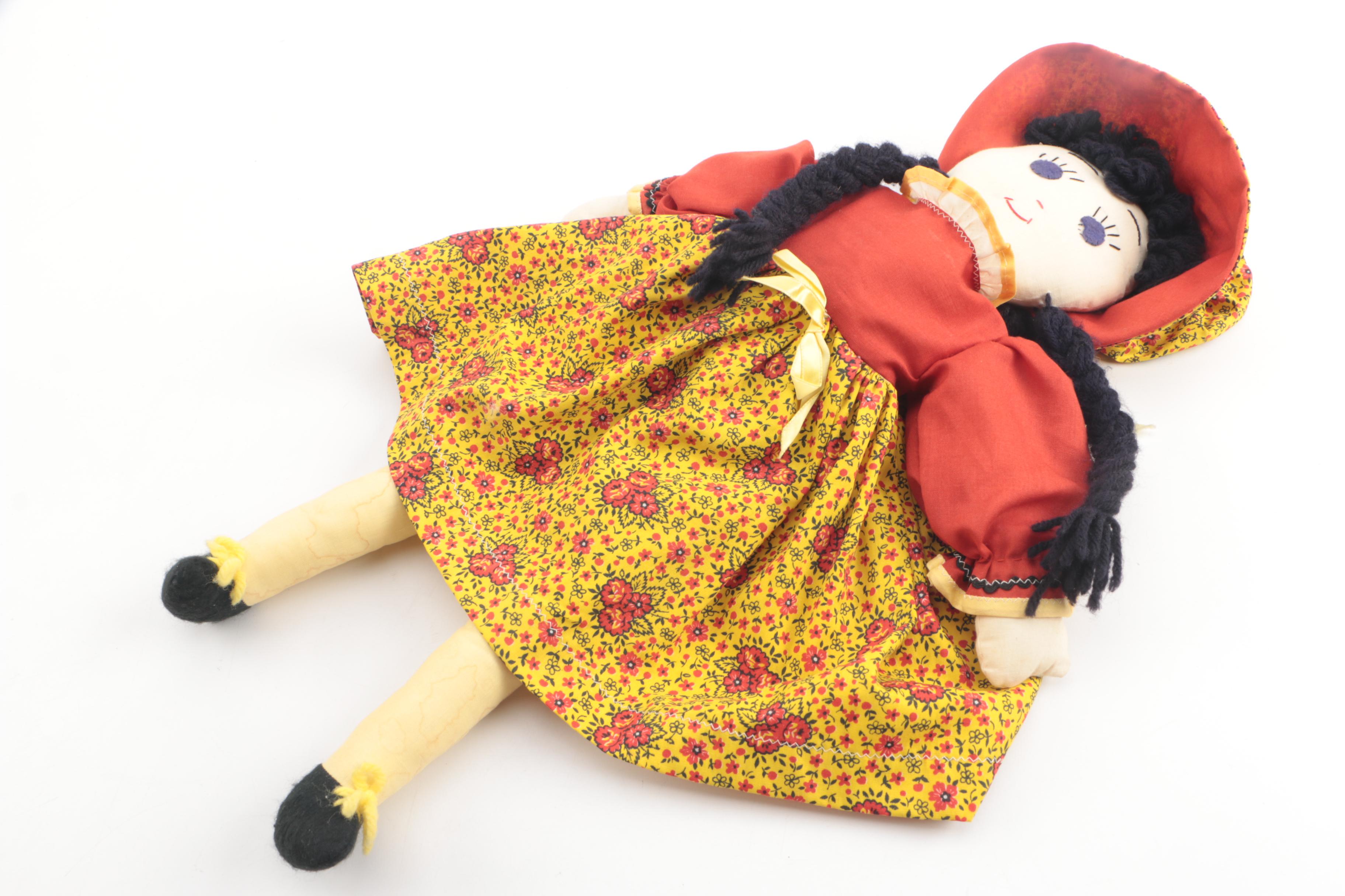 Doll Rocking Chair with Cloth Dolls