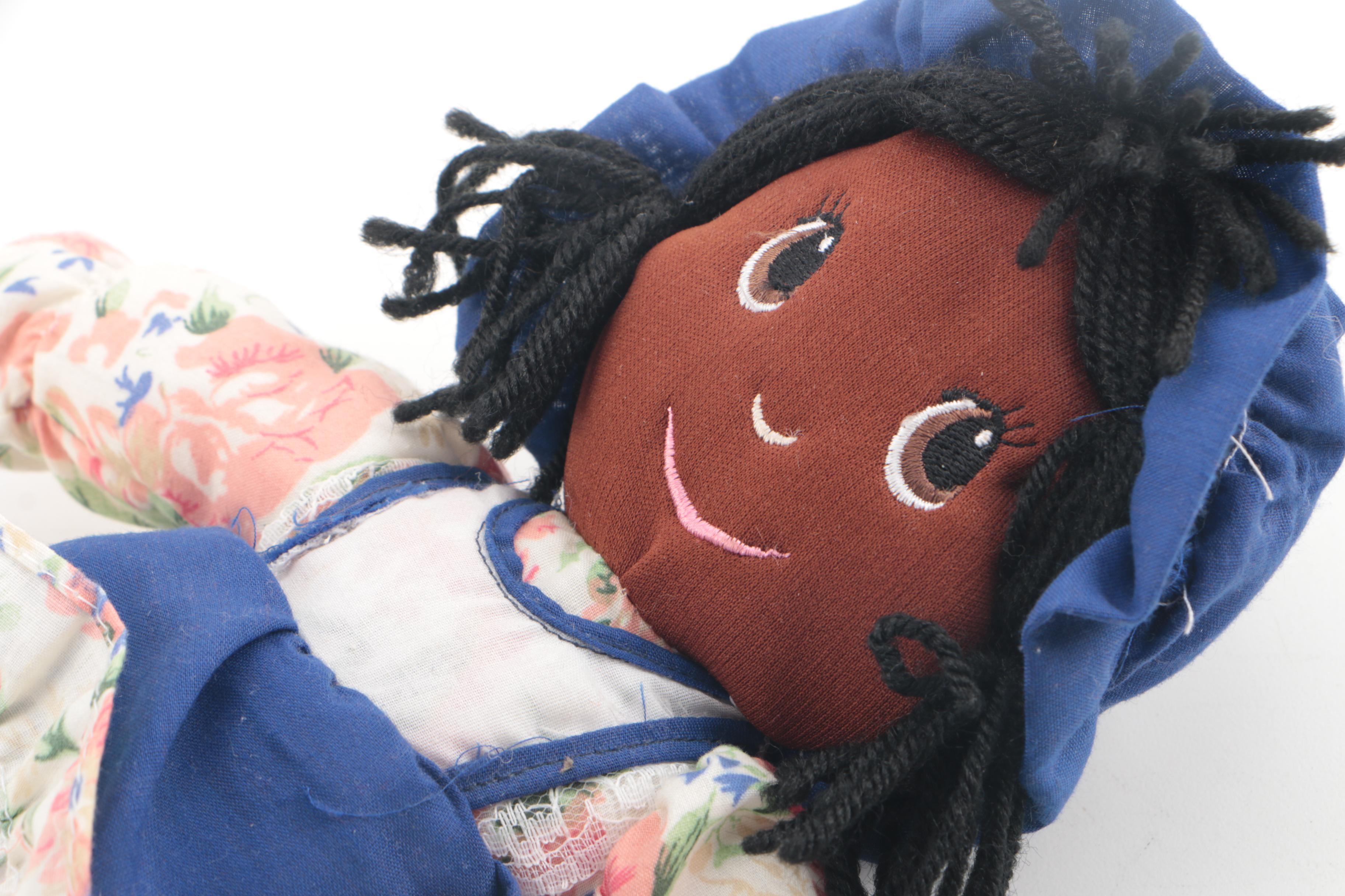 Doll Rocking Chair with Cloth Dolls