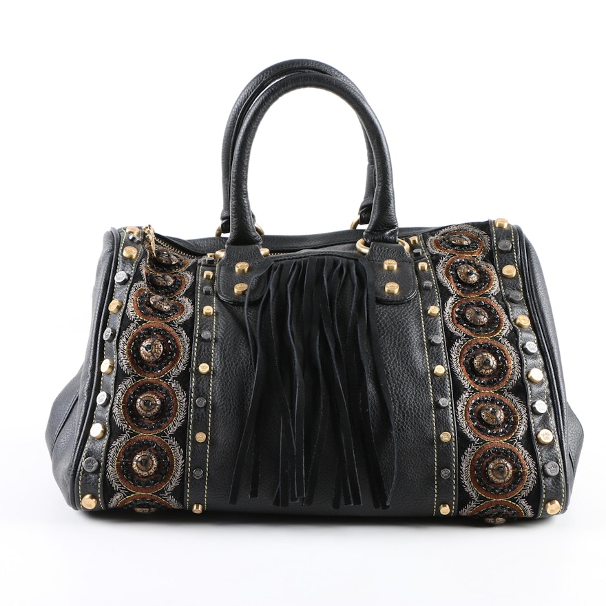 Christian Audigier Los Angeles Black Studded Handbag with Dust Cover