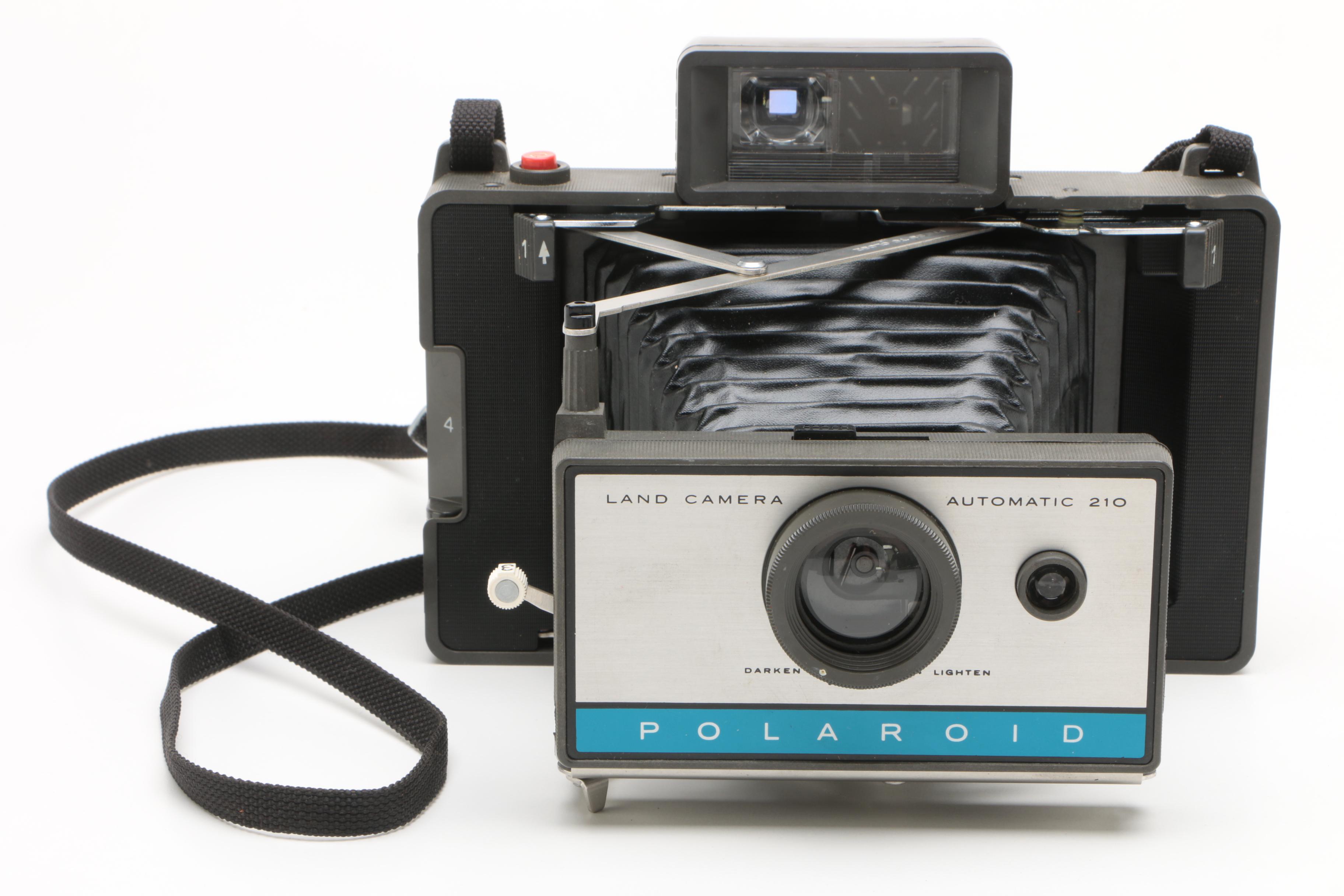 Vintage Polaroid Land Cameras and Accessories with Kodak Brownie Box Camera