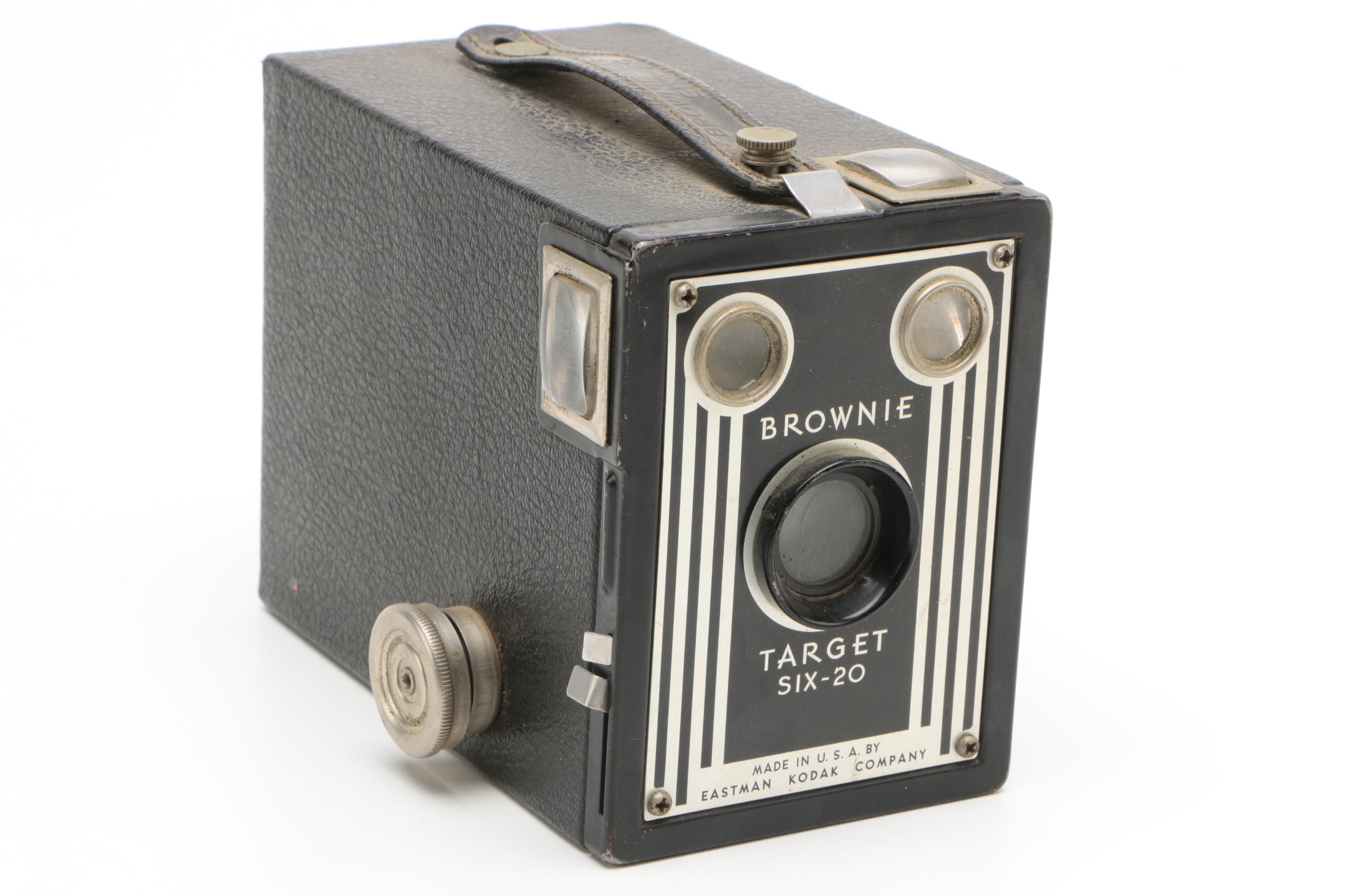 Vintage Polaroid Land Cameras and Accessories with Kodak Brownie Box Camera