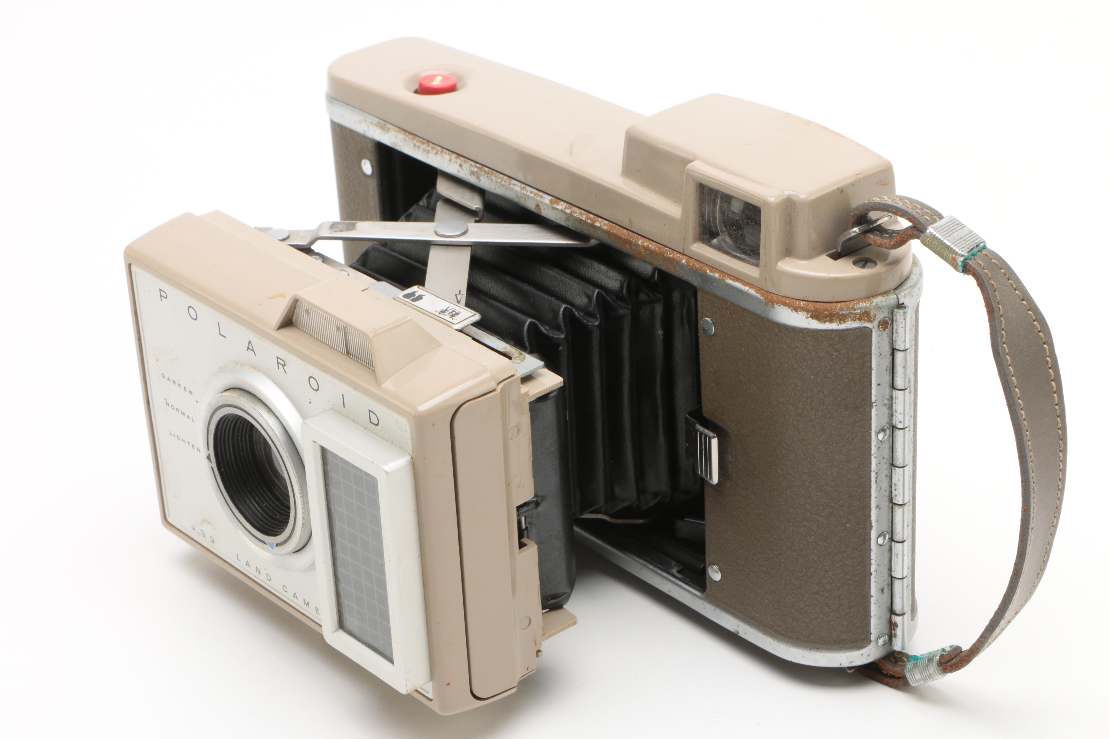 Vintage Polaroid Land Cameras and Accessories with Kodak Brownie Box Camera